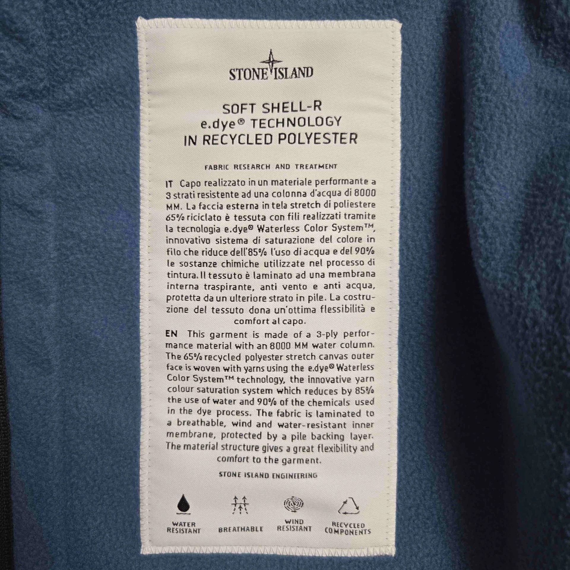 stone island soft shell zip jacket in sky blue
