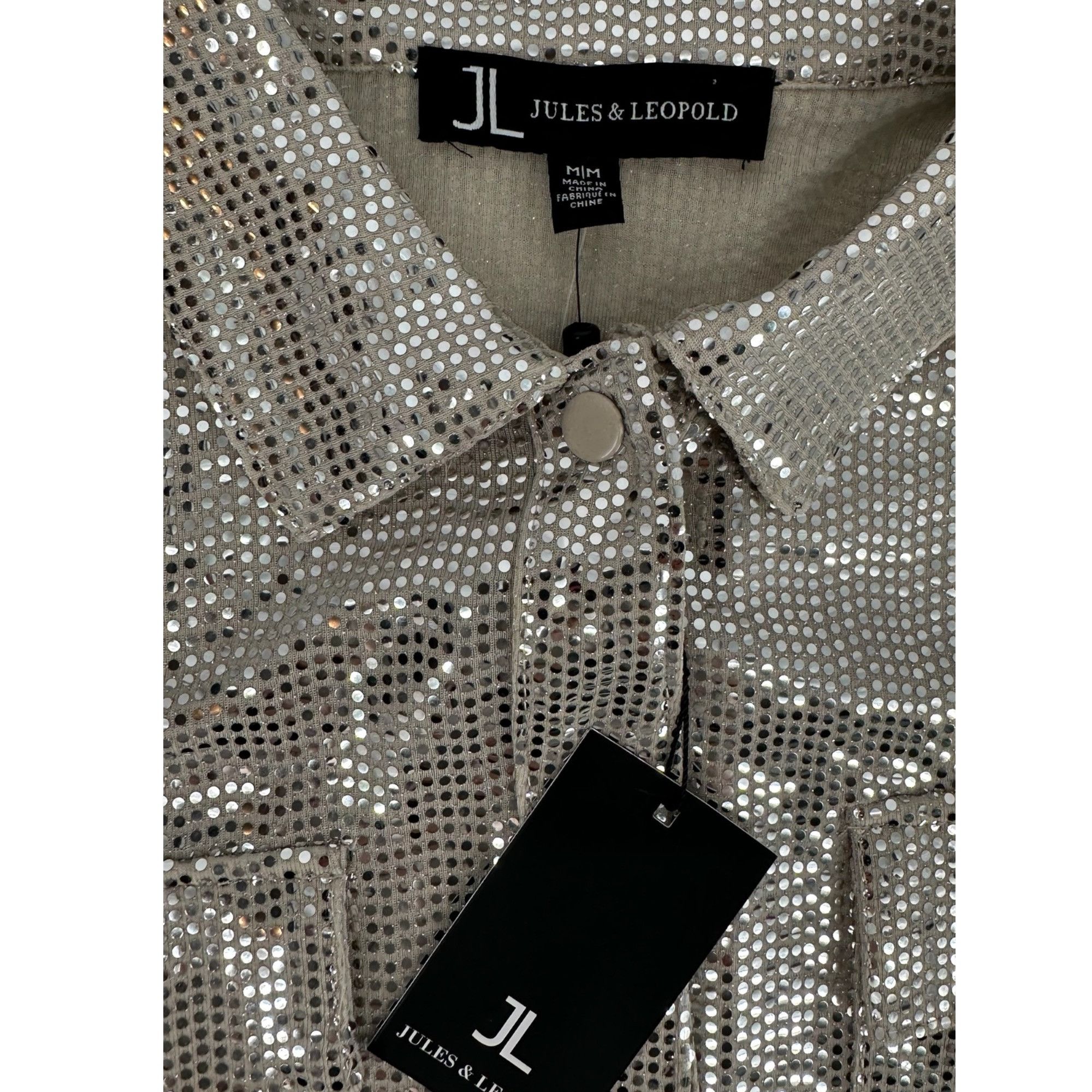 Other Jules & Leopold Women Metallic Sequin Shirt Jacket Medium Si Size M / US 6-8 / IT 42-44 - 6 Thumbnail