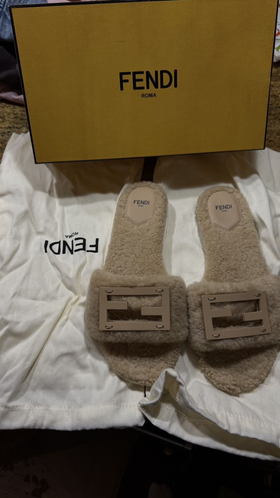 Fendi Fendi FF baguette shearling sandals size 39/9 Size US 9 / IT 39 - 1 Thumbnail