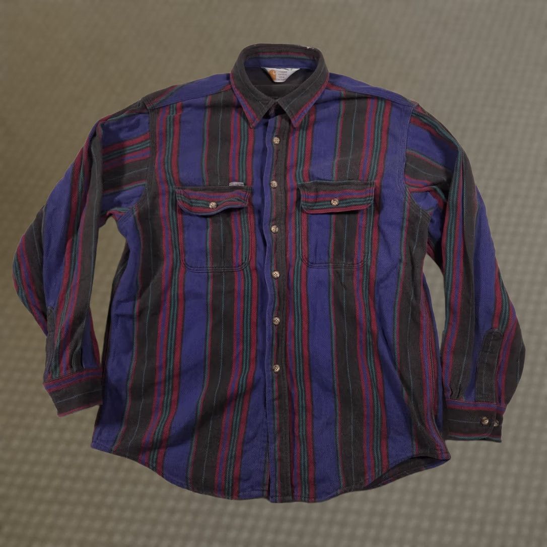 Carhartt Carhartt Shirt Mens Large Blue Stripe Flannel Button Front Long Sleeve Workwear Size US L / EU 52-54 / 3 - 1 Thumbnail