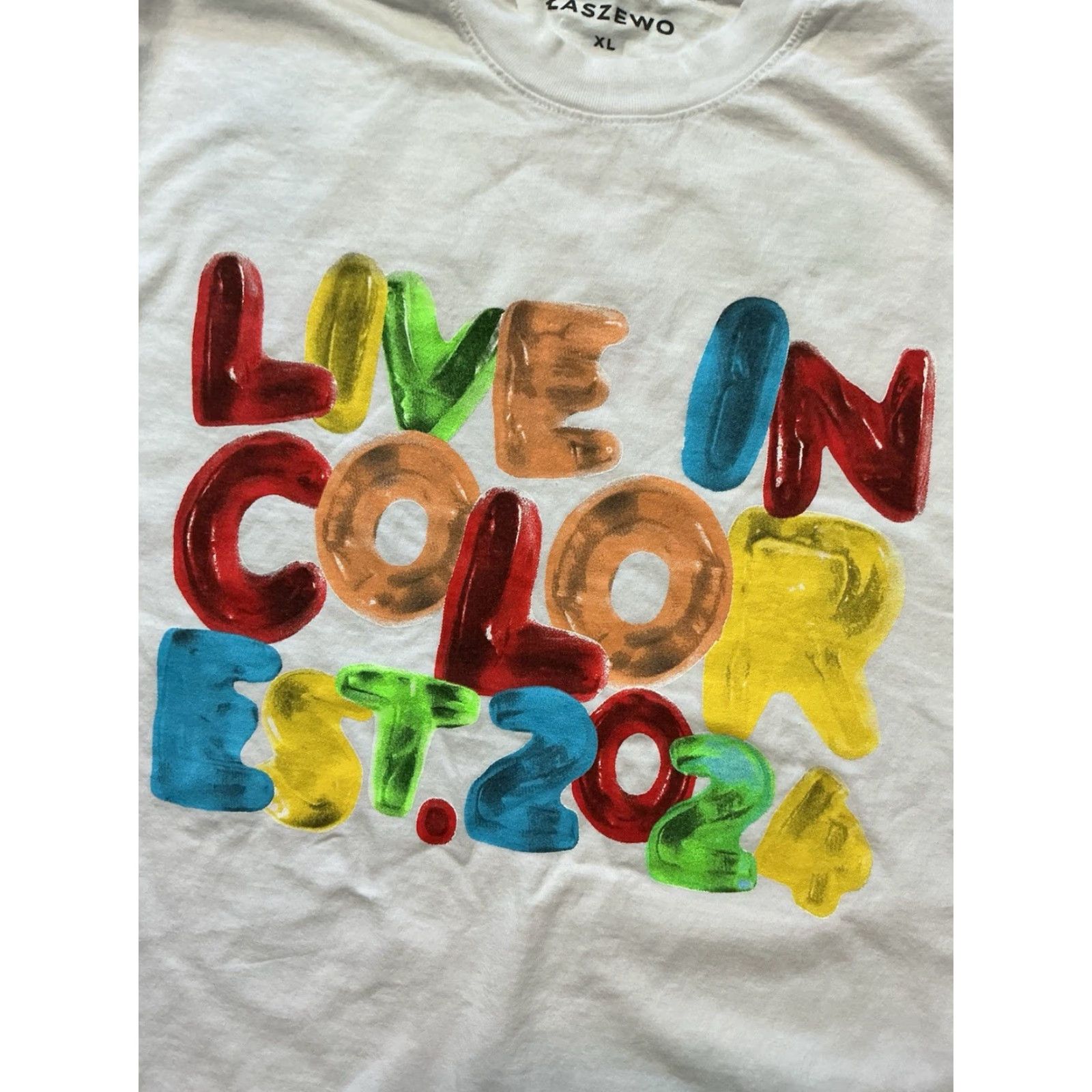 Olive Lazewo Live In Color 2024 Tour Official Merch EDM Electronic Graphic T-Shirt XL White Mens Regular Size XL Colorful Tee 80s? Size US XL / EU 56 / 4 - 5 Thumbnail