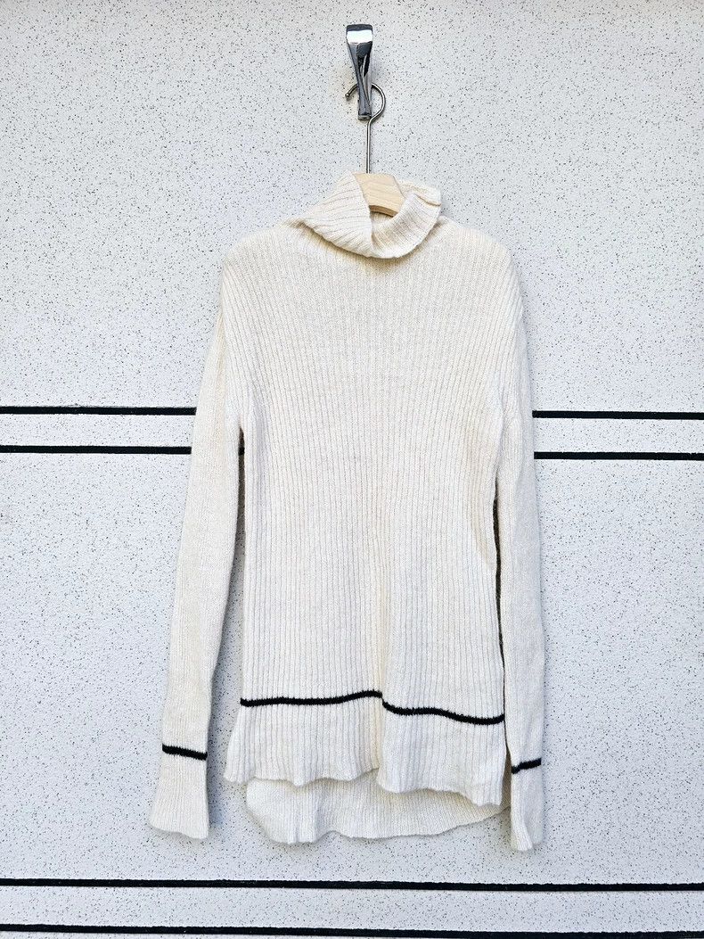 Ann Demeulemeester elegant turtleneck knit sweater with stripes - dmc Size US M / EU 48-50 / 2 - 1 Thumbnail