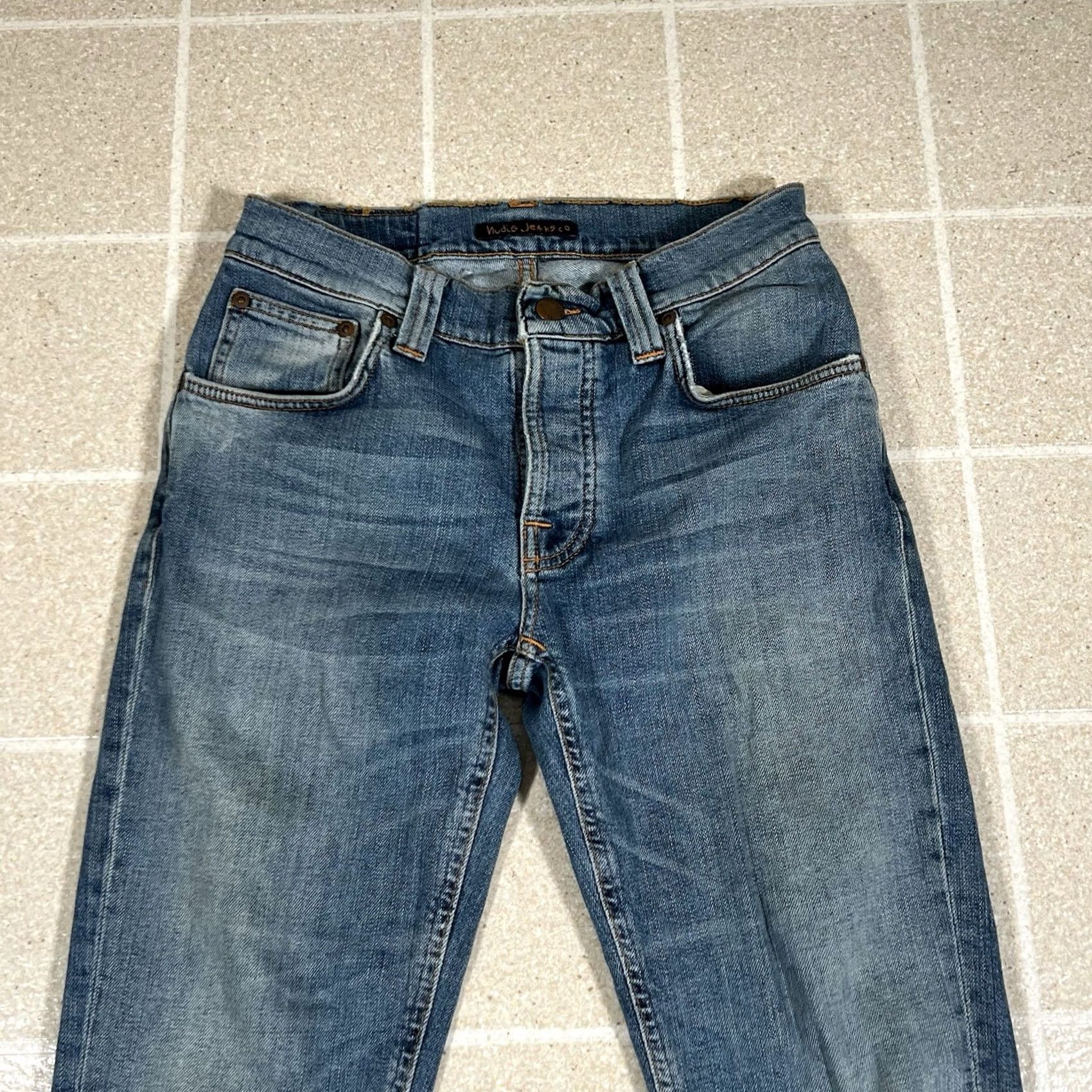 Nudie Jeans Nudie Jeans Grim Tim Salty Stone Blue Jeans Men 26 Regular 32 Inseam Skinny Stone Wash Blue Mens Size US 26 / EU 42 - 5 Thumbnail