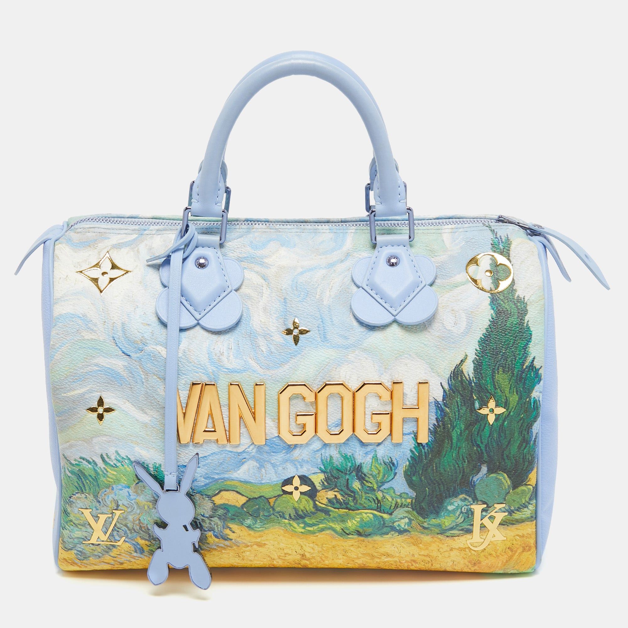 image of Louis Vuitton Blue Leather Masters Van Gogh Speedy 30 Bag, Women's