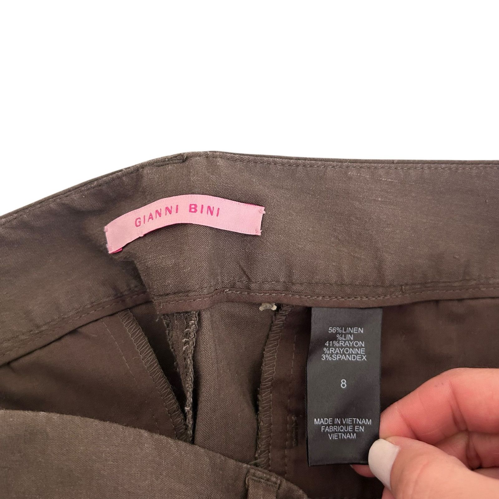Other Gianni Bini Brown Linen Blend Cropped Pants Sz 8 Size 30" / US 8 / IT 44 - 2 Thumbnail