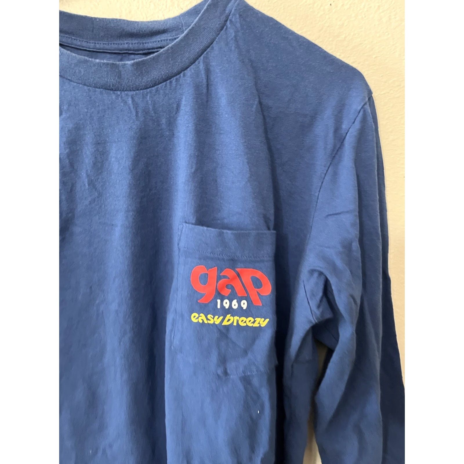 Gap GAP T-Shirt 100% Cotton Long Sleeve Blue Men Small Crew Neck Solid Size US S / EU 44-46 / 1 - 2 Thumbnail