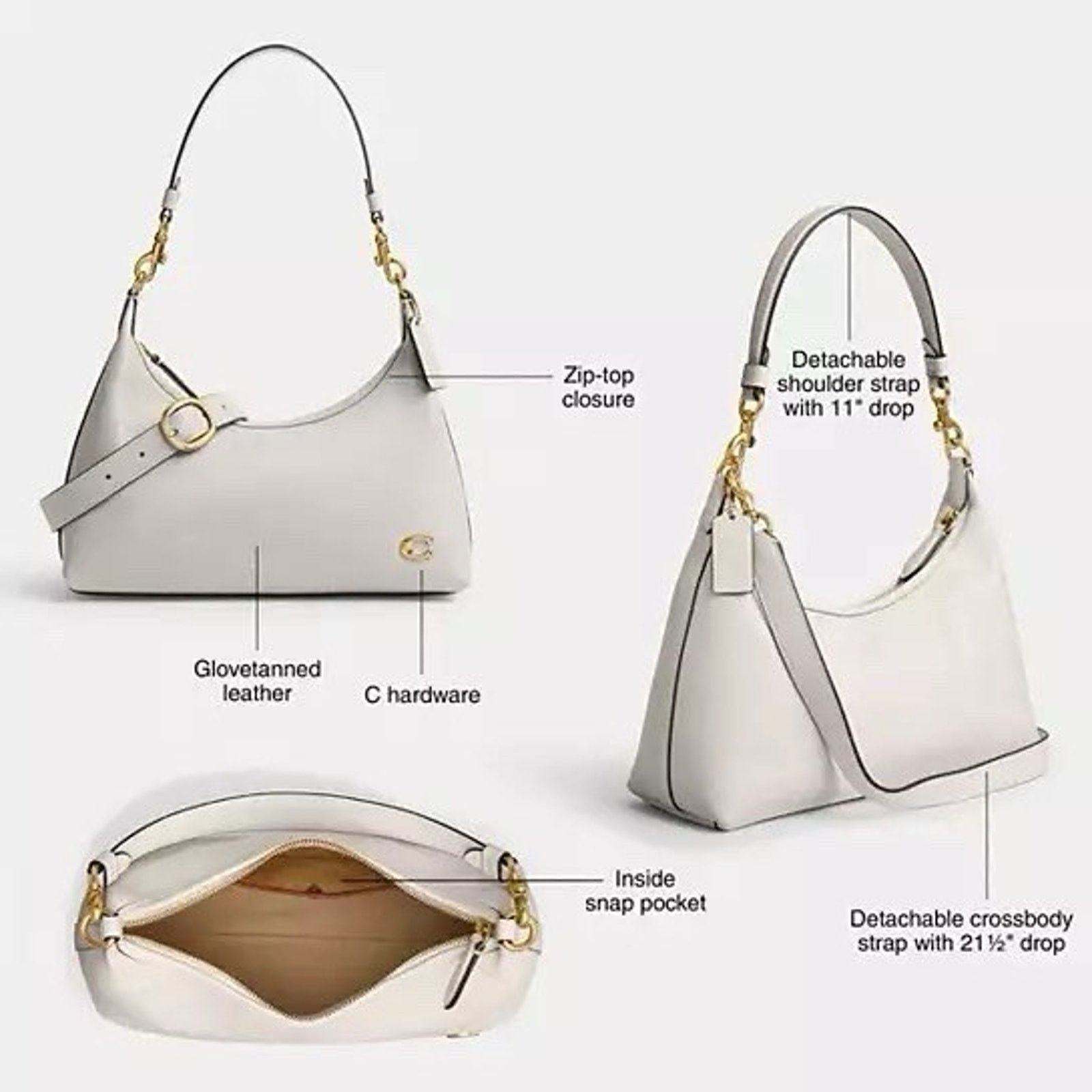 Coach NWT COACH Juliet Shoulder Bag Crossbody Leather CR981 Chalk Size ONE SIZE - 18 Thumbnail
