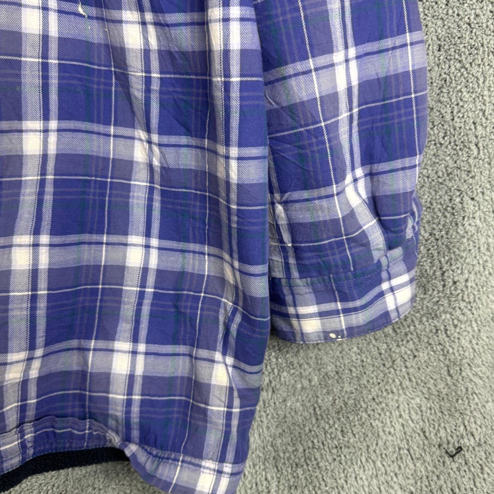Vintage L.L.Bean Jacket Womens 2X Purple Plaid Flannel Fleece Lined Button Front Pockets Size XXL / US 16-18 / IT 52-54 - 4 Thumbnail