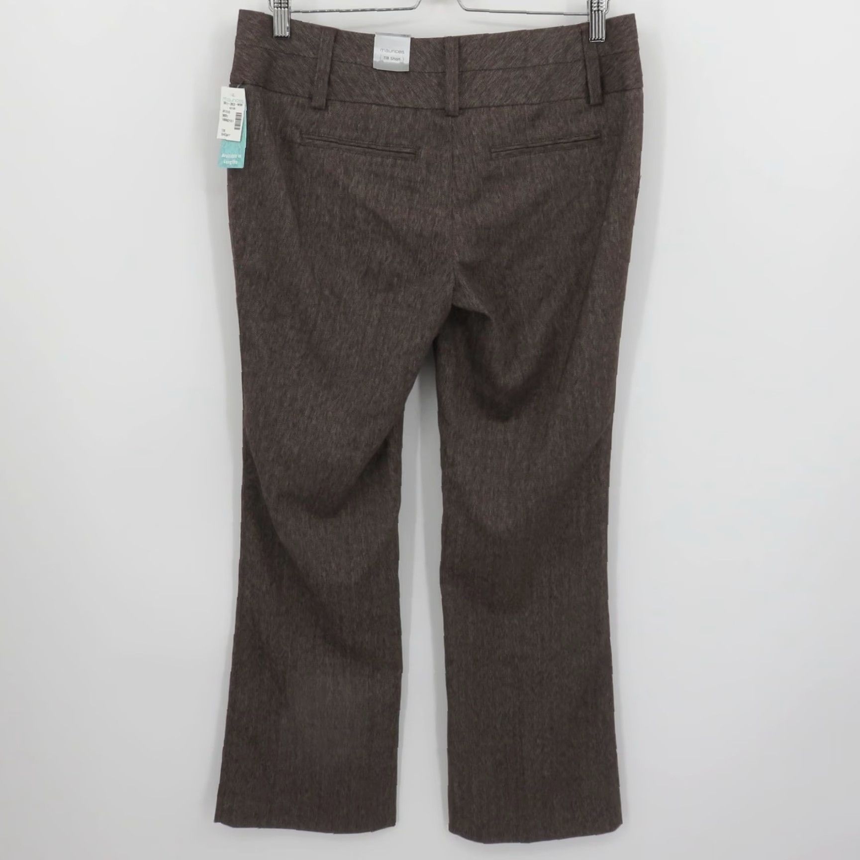 Maurices Junior's 7 Short 7S Brown Heathered Dress Pants - Flat Front, Button Zip, New, Women, Regular, Size 7, Brown