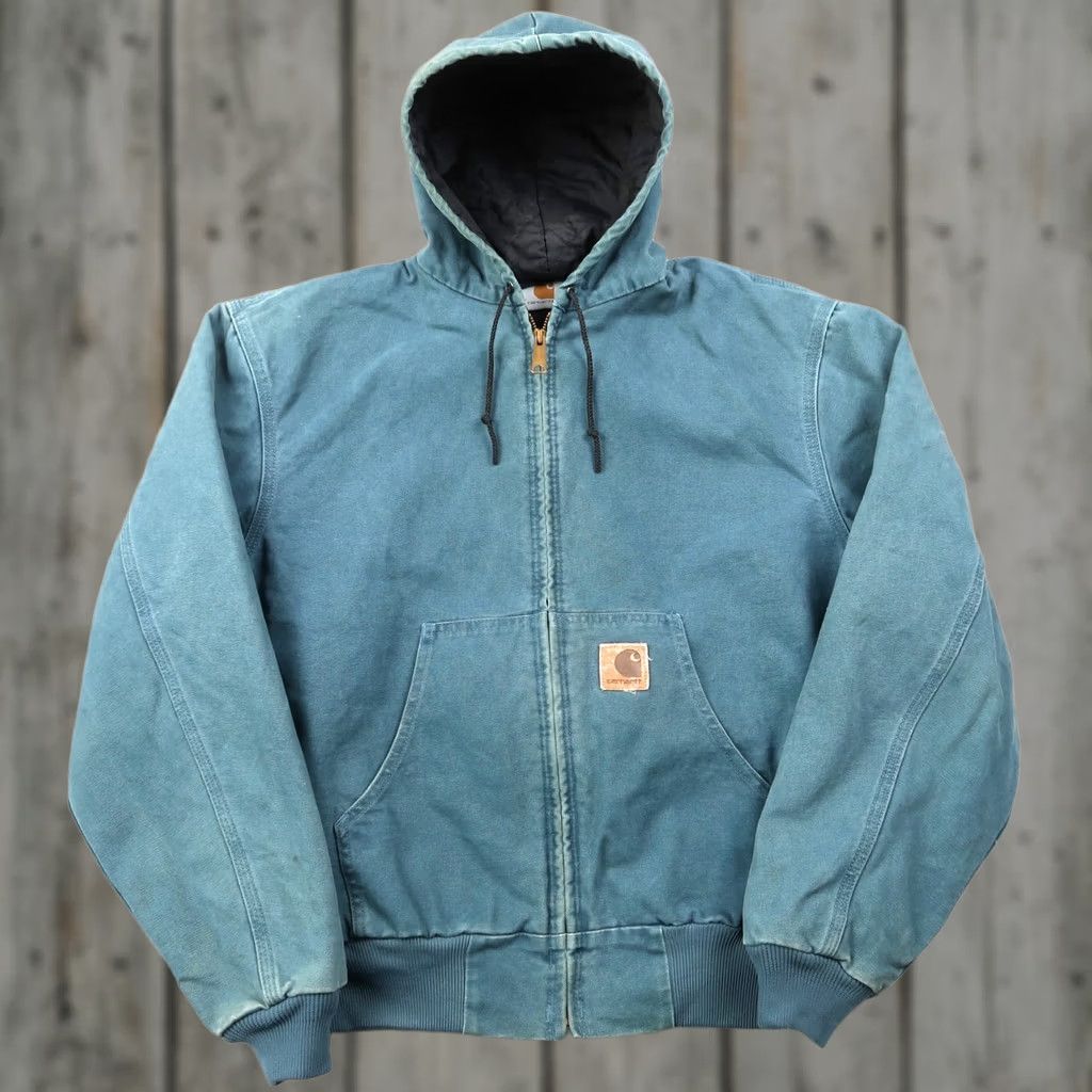 Carhartt VINTAGE Carhartt Jacket 90s Bomber Blue J97 Mens L Work Active Jacket Size L Blue Carhartt J97 USA Made Size US L / EU 52-54 / 3 - 1 Thumbnail