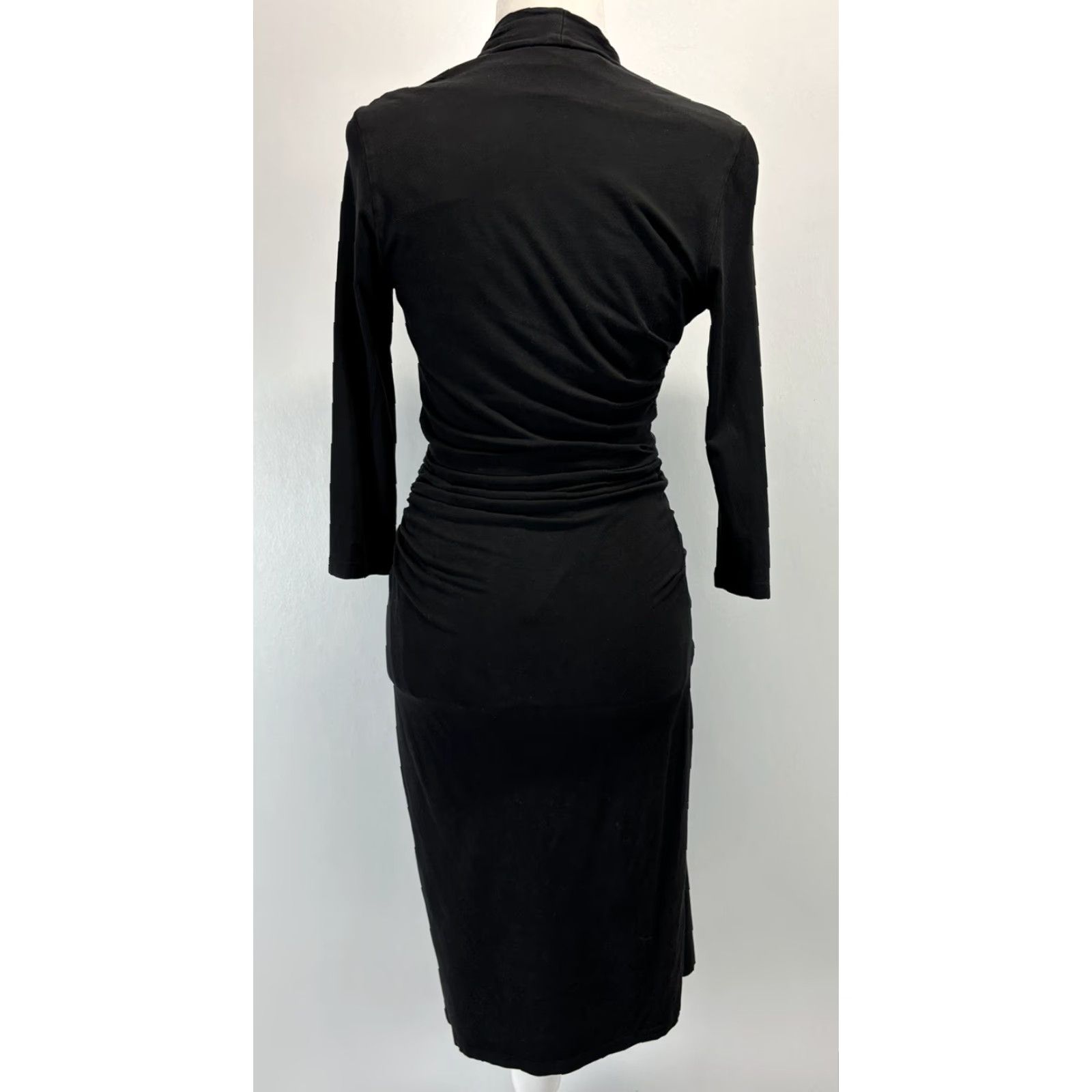 M.M.LaFleur MM.LaFleur Casey Wrap Dress Size Large Black 3/4 Sleeve Bodycon Knee Length Womens Size L / US 10 / IT 46 - 3 Thumbnail