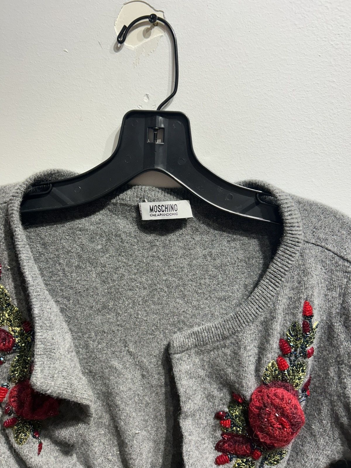 Moschino 3D Floral Embroidery Belted Cardigan Size XS / US 0-2 / IT 36-38 - 4 Thumbnail