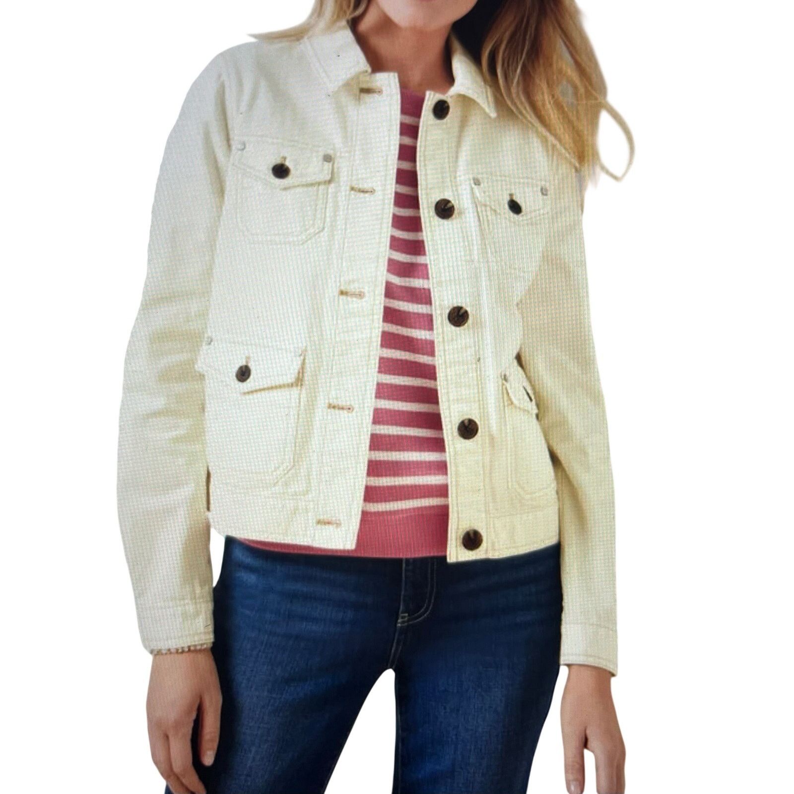 Talbots Studio Chore Button Jacket Ivory XL NWT% Cotton Casual Chic Size XL / US 12-14 / IT 48-50 - 6 Thumbnail