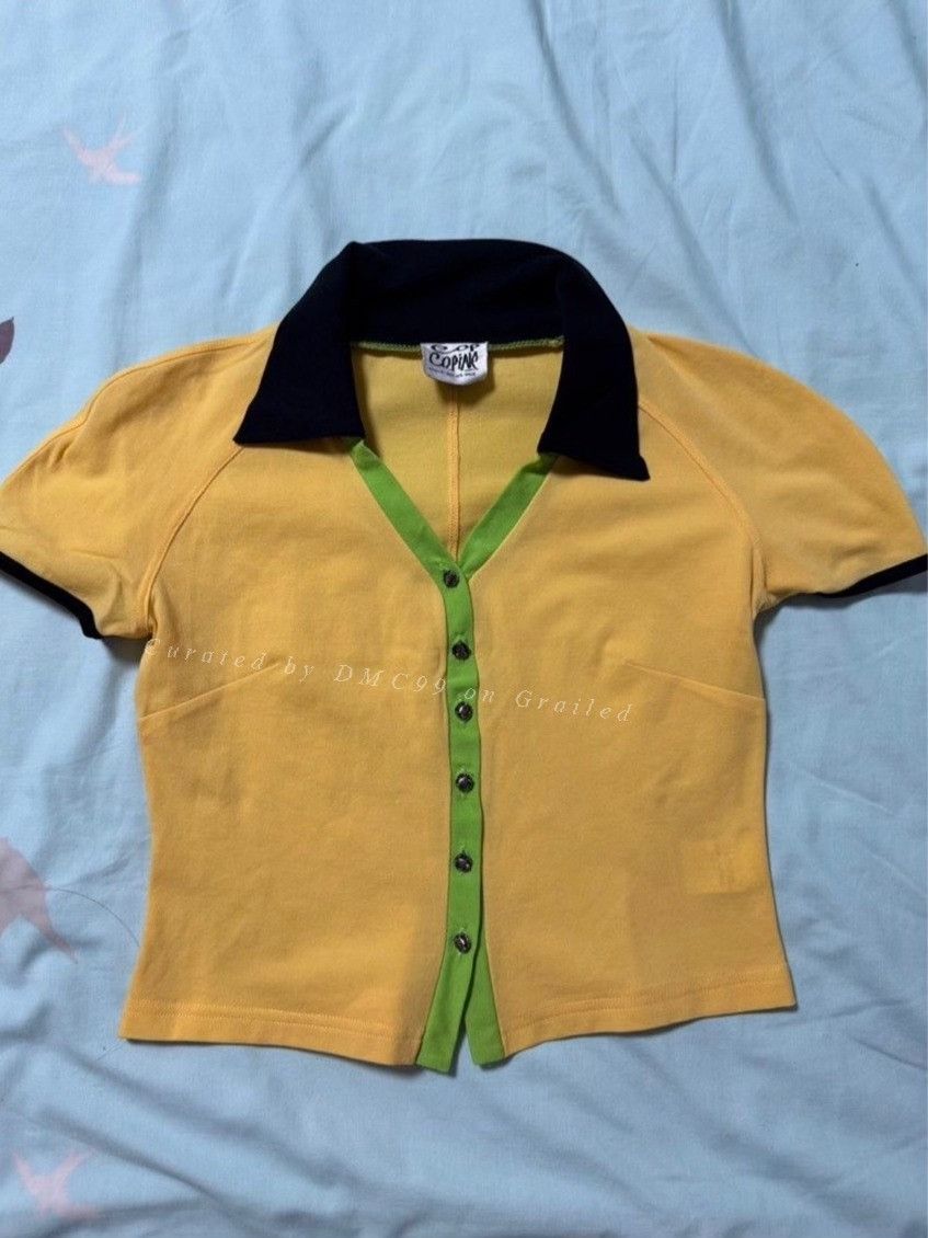 Cop Copine Cop Copine Short-Sleeve Yellow-Green Polo Size M / US 6-8 / IT 42-44 - 1 Thumbnail