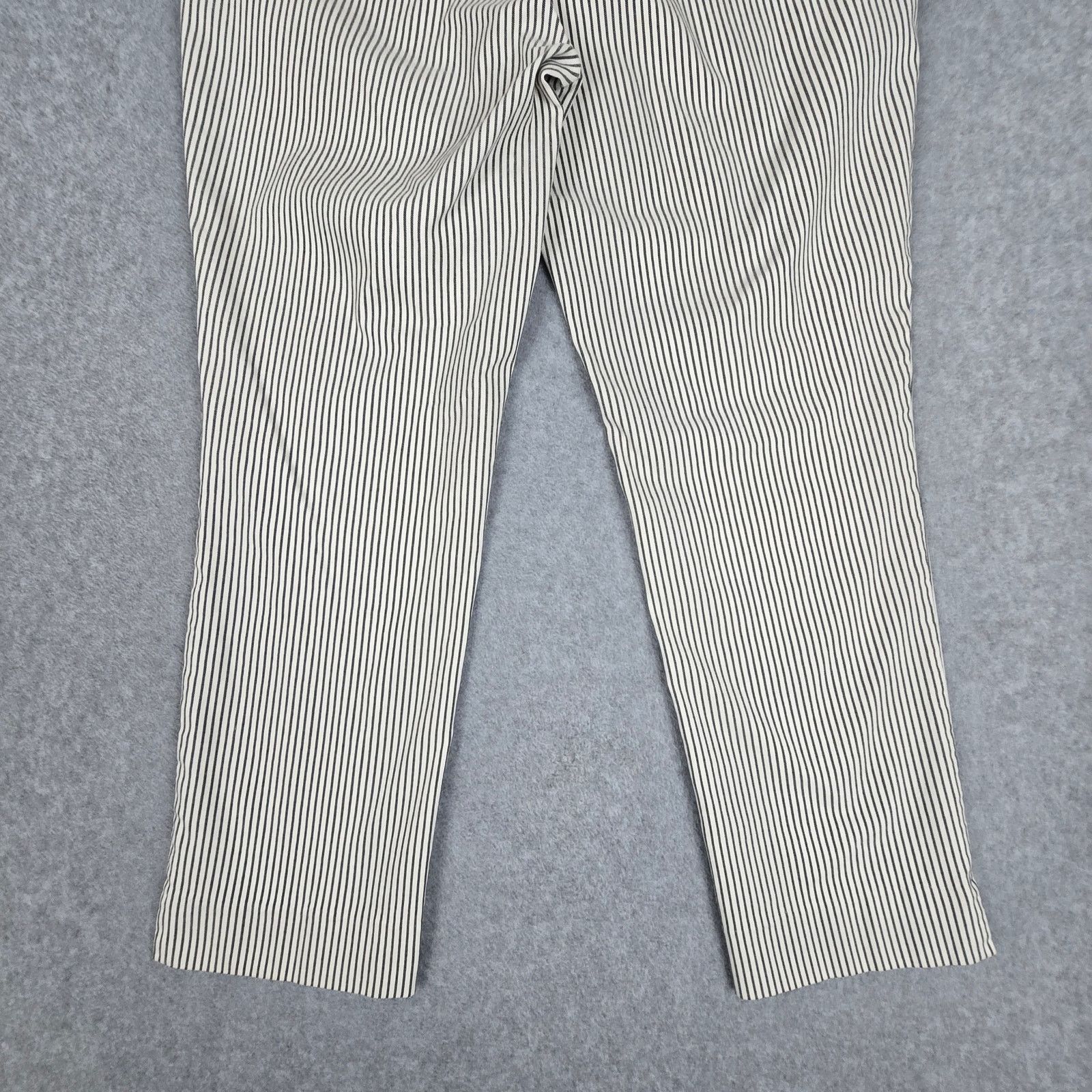 Anne Klein Anne Klein 12 Beige Charcoal Stripe Slim Pull On Crop Pants Size 34" / US 12 / IT 48 - 7 Thumbnail