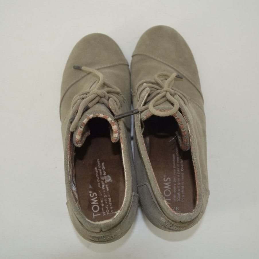 Toms Women’s Taupe Suede Wedge Booties Lace-Up Ankle Boots Size 8 Size US 8 / IT 38 - 10 Thumbnail