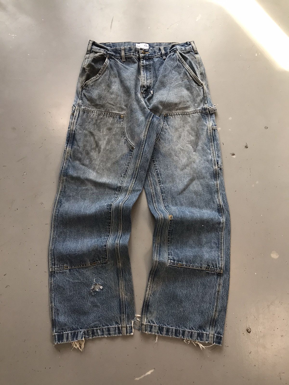 Carhartt × Dickies × Vintage Vintage qwest o double knee distressed denim Size US 36 / EU 52 - 1 Thumbnail