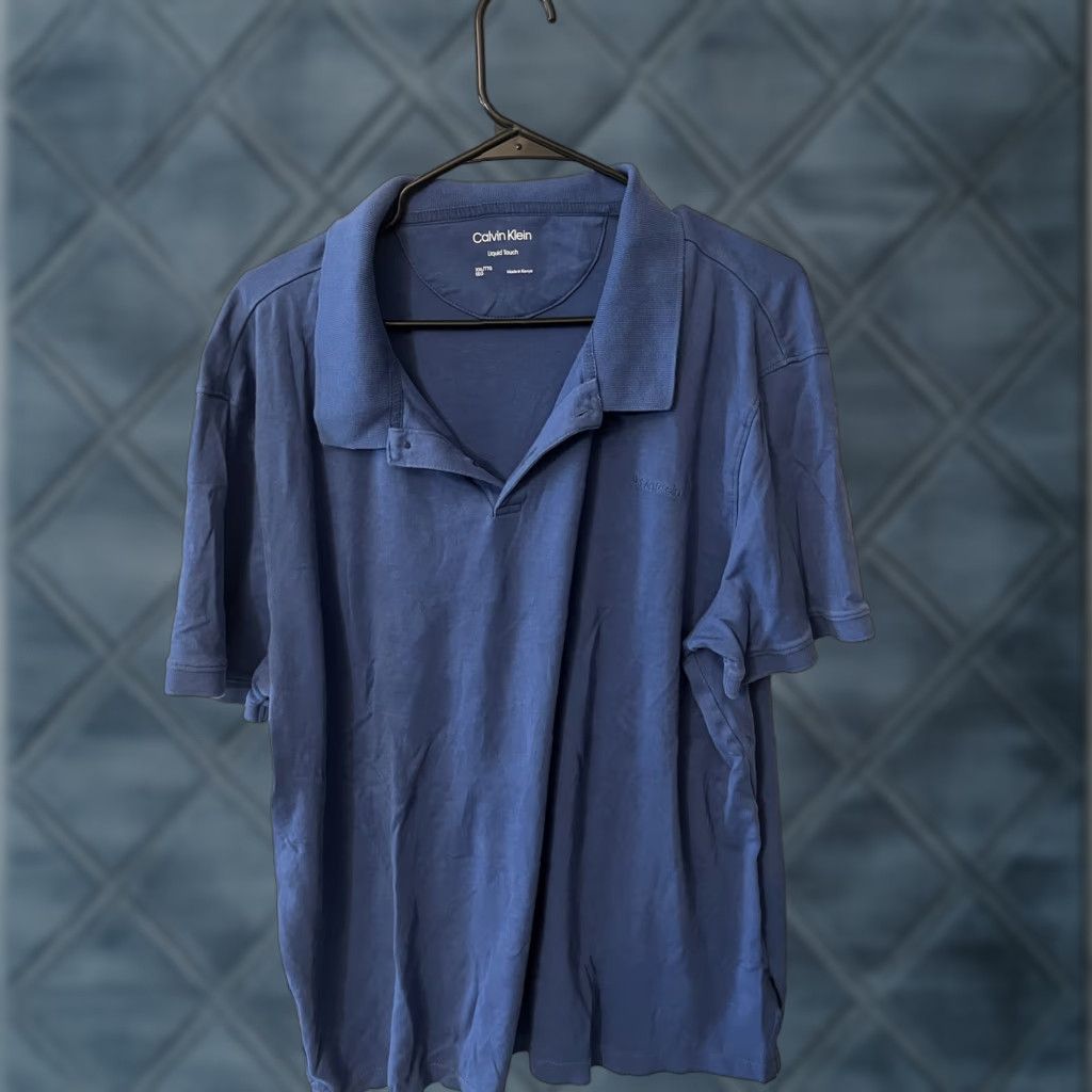 Calvin Klein Calvin Klein Liquid Touch Polo Mens 2XL Blue Cotton Knit Classic Size US XXL / EU 58 / 5 - 1 Thumbnail