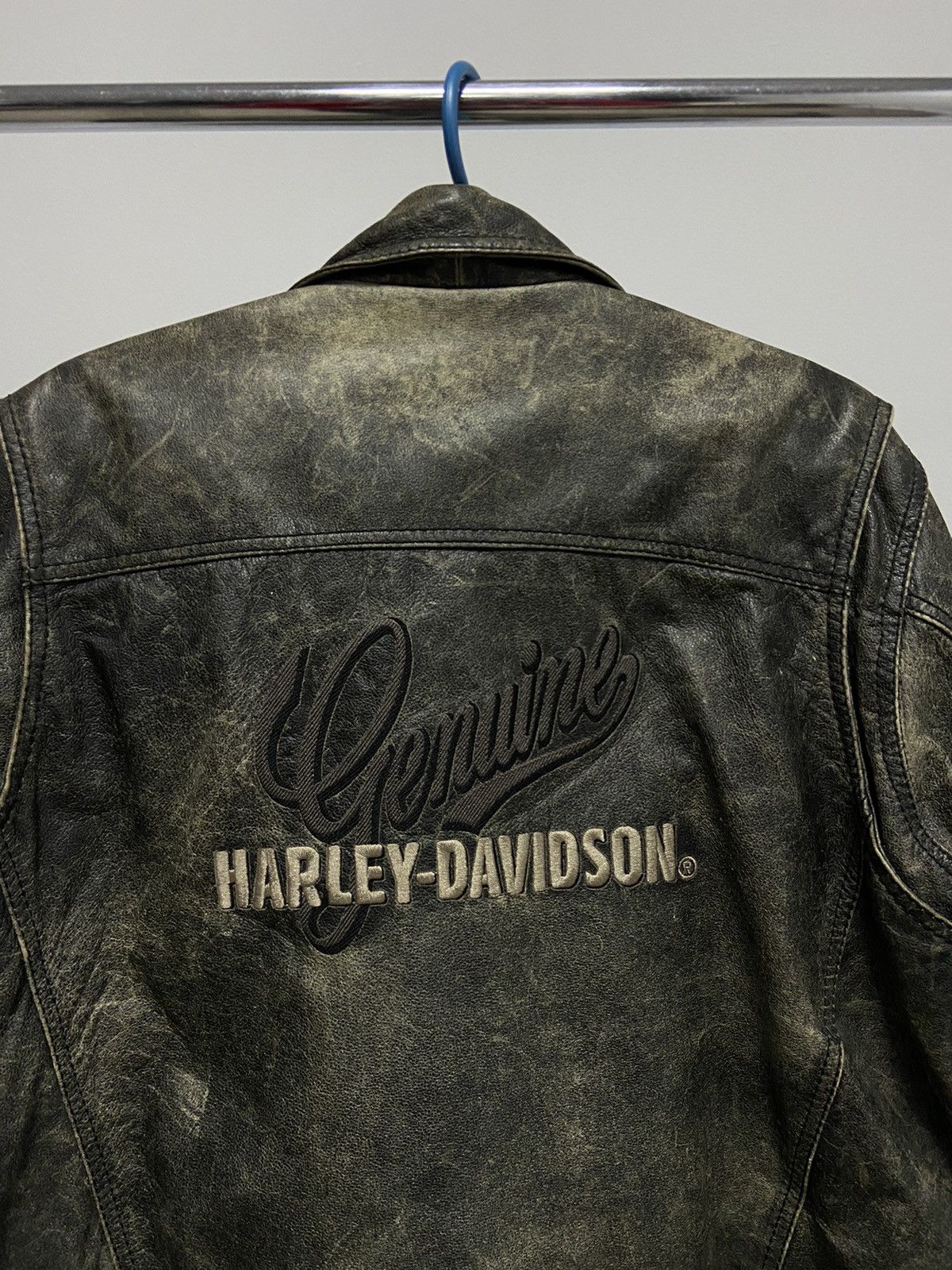 Harley Davidson × Vintage Harley Davidson genuine leather jacket racing big logo Size XXL / US 16-18 / IT 52-54 - 4 Thumbnail