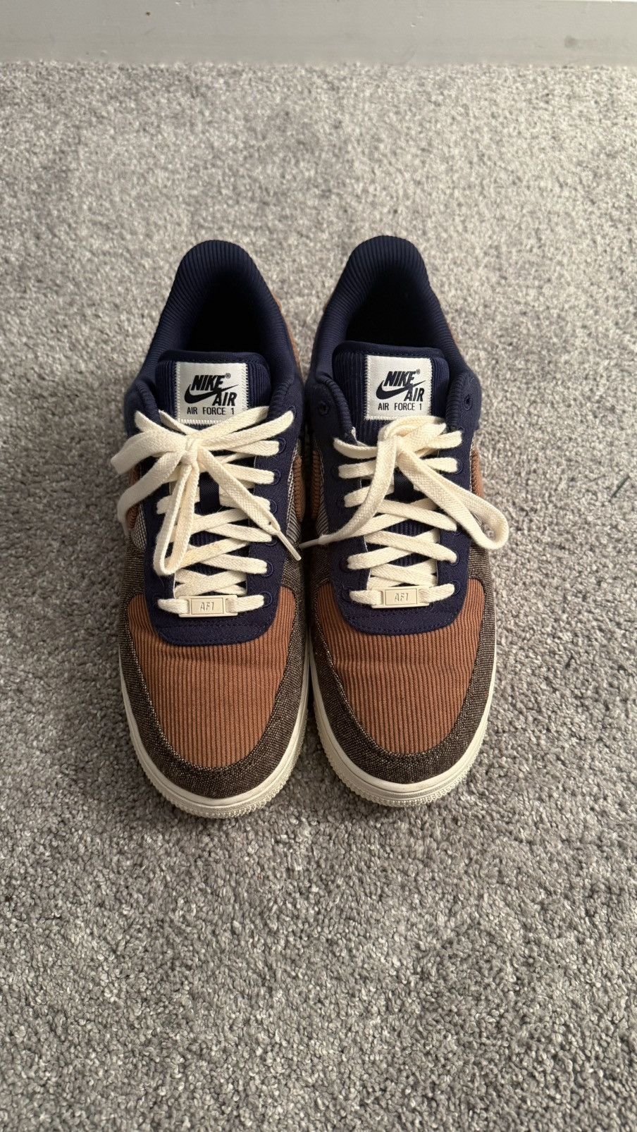 Nike Nike Air Force 1 Low Brown/Navy Plaid Size US 10 / EU 43 - 3 Thumbnail