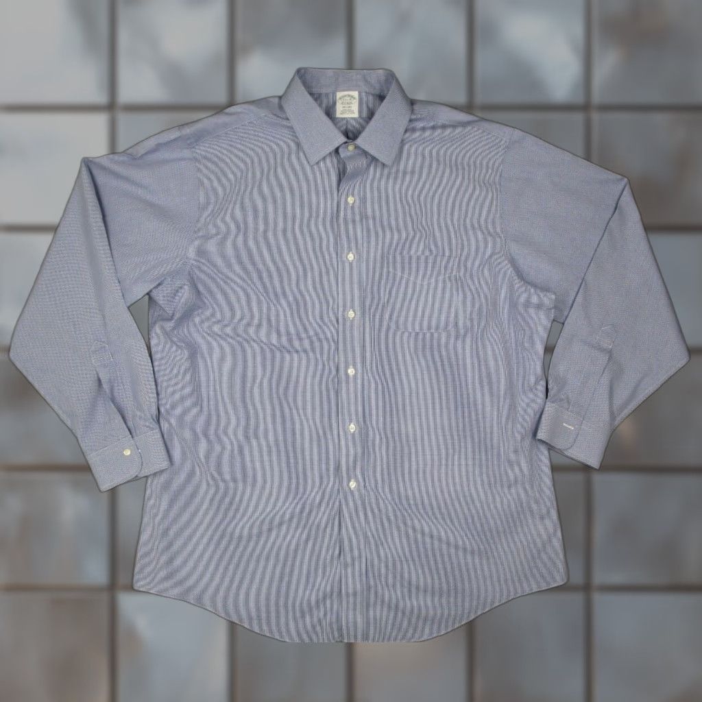 Brooks Brothers Brooks Brothers Dress Shirt Mens Blue Reg ent 17.5 35 Supima Non-Iron Twill Button Up Long Sleeve Collar Cuff Pocket Classic Modern Preppy Size 34R - 1 Thumbnail