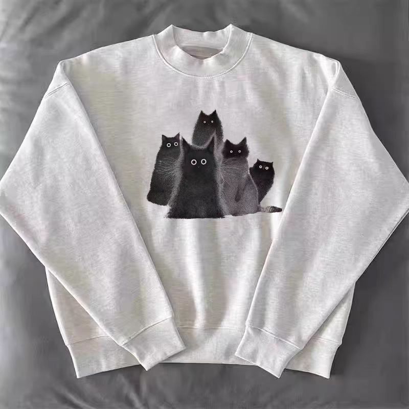 Designer × Japanese Brand Cat print washed grey vintage sweatshirt Size US L / EU 52-54 / 3 - 1 Thumbnail
