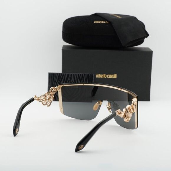 Roberto Cavalli SRC015M 0300 Sunglasses Gold Shield Frame, Brown Lenses Roberto Cavalli SRC015M 0300 Sunglasses Gold Shield Frame main image 2