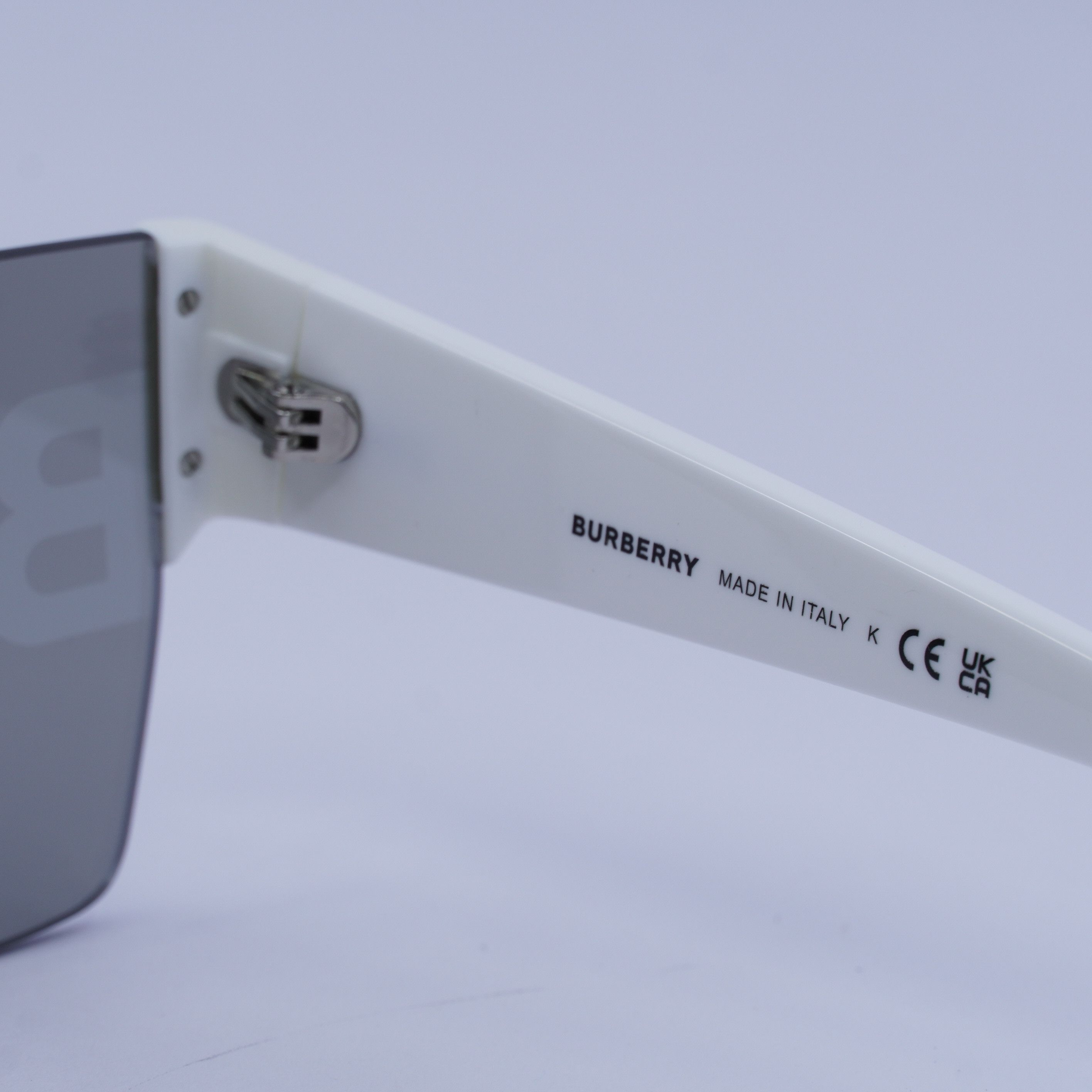 Burberry Burberry BE4291 3007/H Sunglasses White Shield Frame Size ONE SIZE - 4 Thumbnail