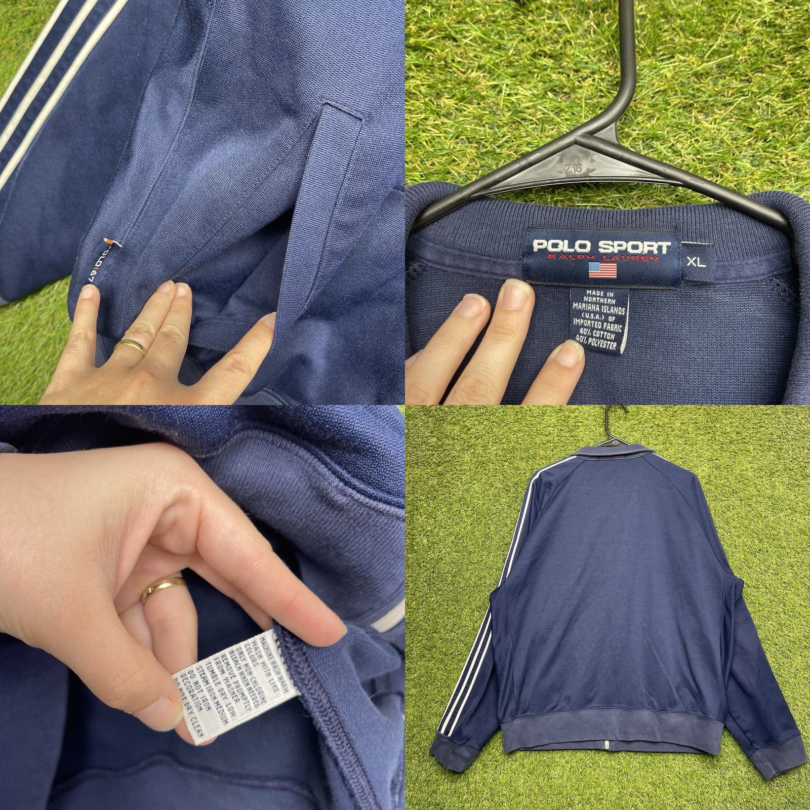 Polo Ralph Lauren Polo Ralph Lauren Track Jacket Mens XL Sport Performance Navy Blue Stripe RL y2k Size US XL / EU 56 / 4 - 8 Thumbnail