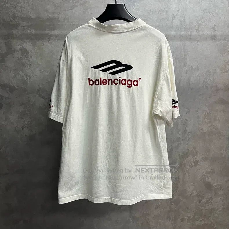 Balenciaga Balenciaga White Logo Embroidered Round Neck Short Sleeve Size US L / EU 52-54 / 3 - 2 Thumbnail