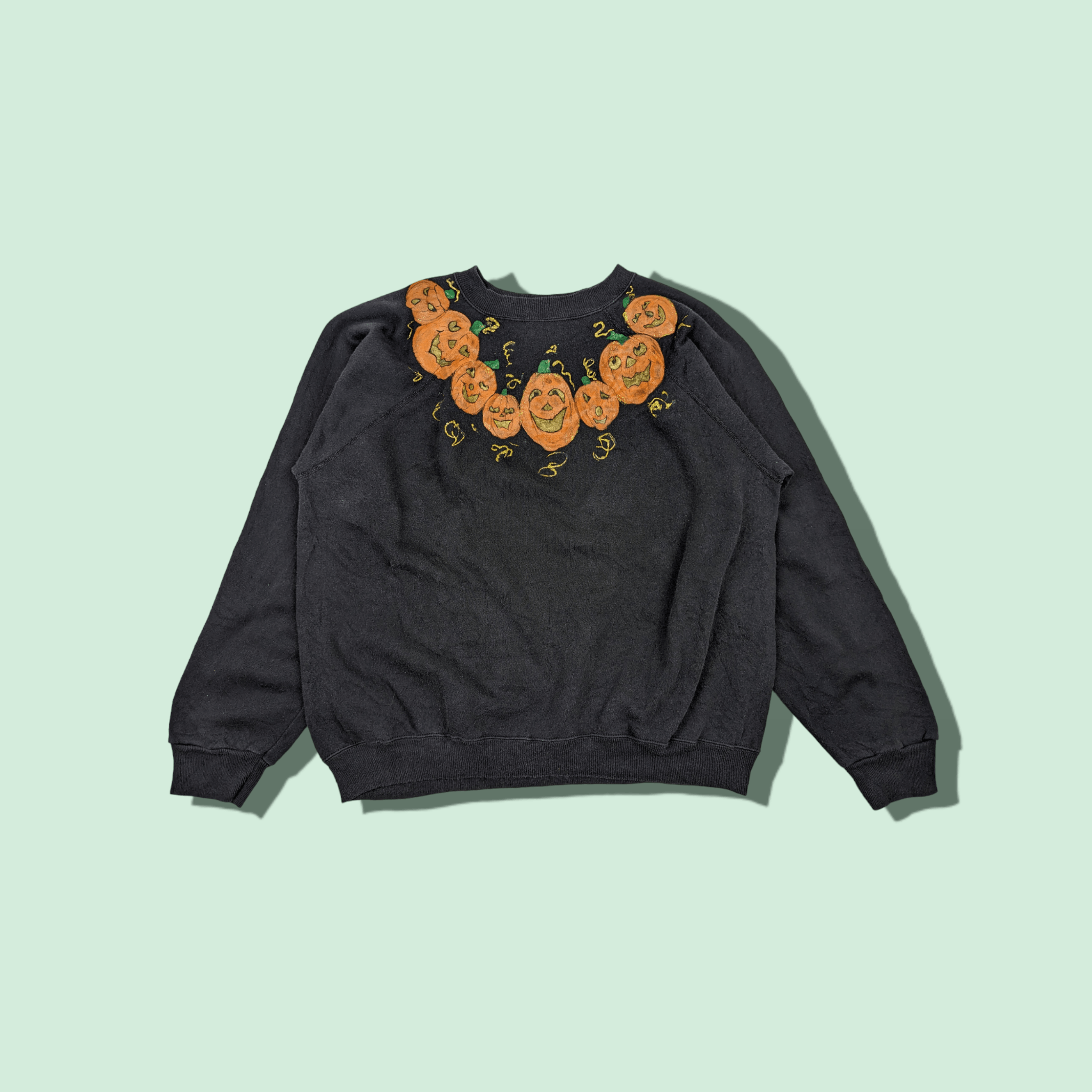Hanes Vintage 90's HANES Custom Art Halloween Pumpkins Jumper Size L / US 10 / IT 46 - 1 Thumbnail