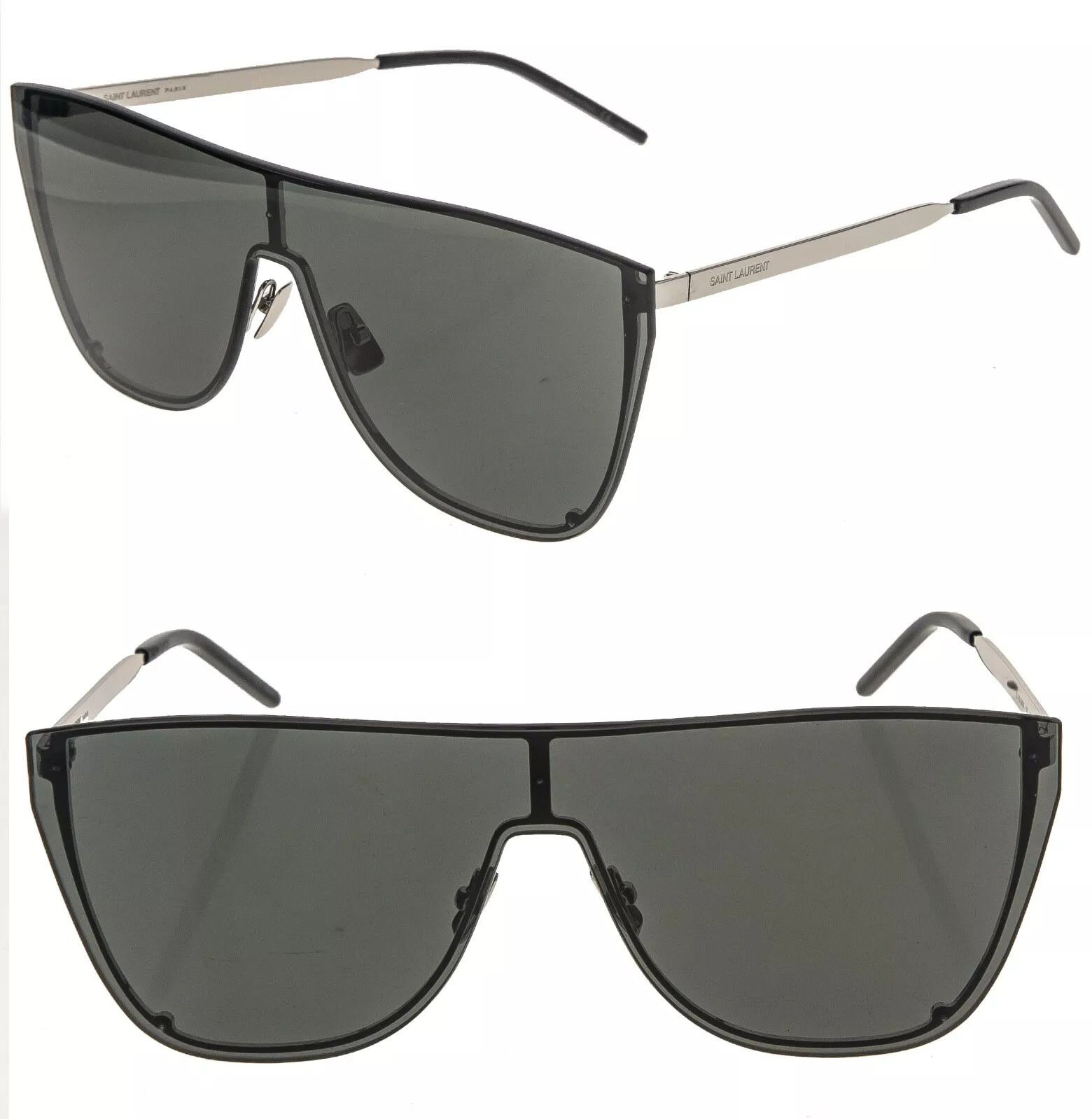 Yves Saint Laurent SAINT LAURENT MASK YSL SL1B 002 Silver Black Sunglass SL1 Size ONE SIZE - 1 Thumbnail