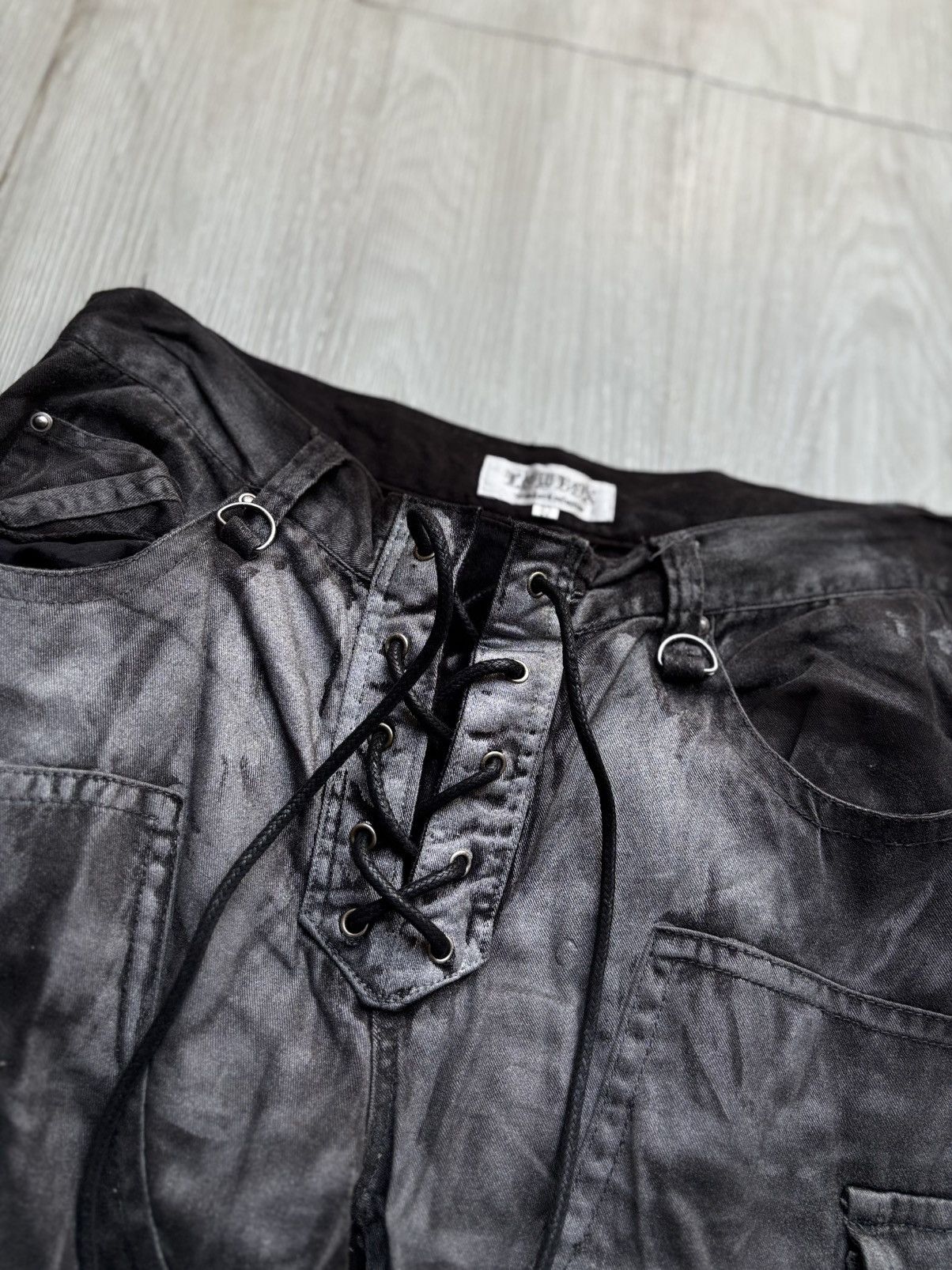 Japanese Brand LOWBOX flared lace up cargo pants Size US 31 - 5 Thumbnail