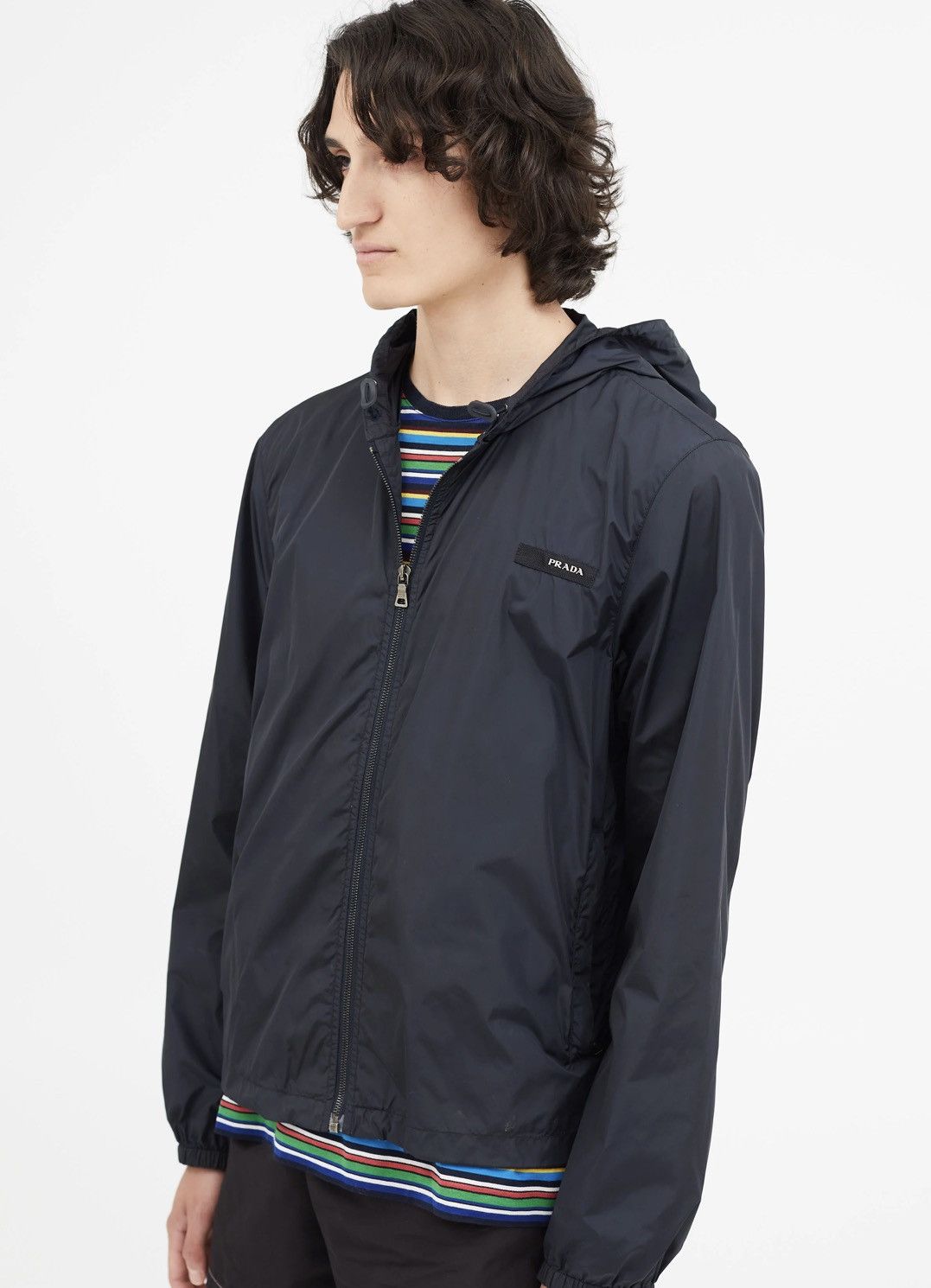 Prada Prada Navy Nylon Hooded Zip Jacket Metal Logo Men’s Size L Size US L / EU 52-54 / 3 - 1 Thumbnail