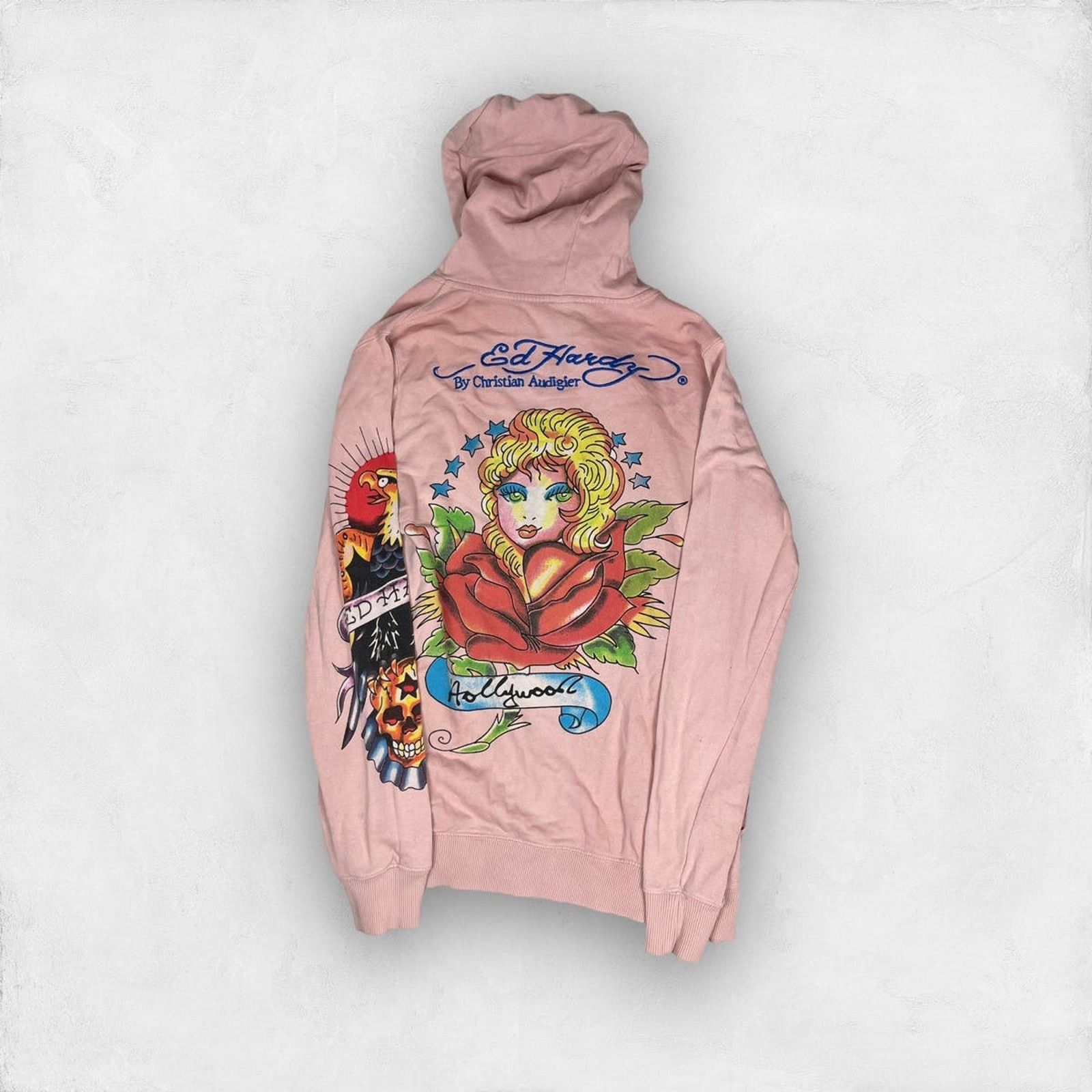 Ed Hardy Ed Hardy Women's Pink Cotton Full Zip Hooded Jacket Medium Size M / US 6-8 / IT 42-44 - 7 Thumbnail