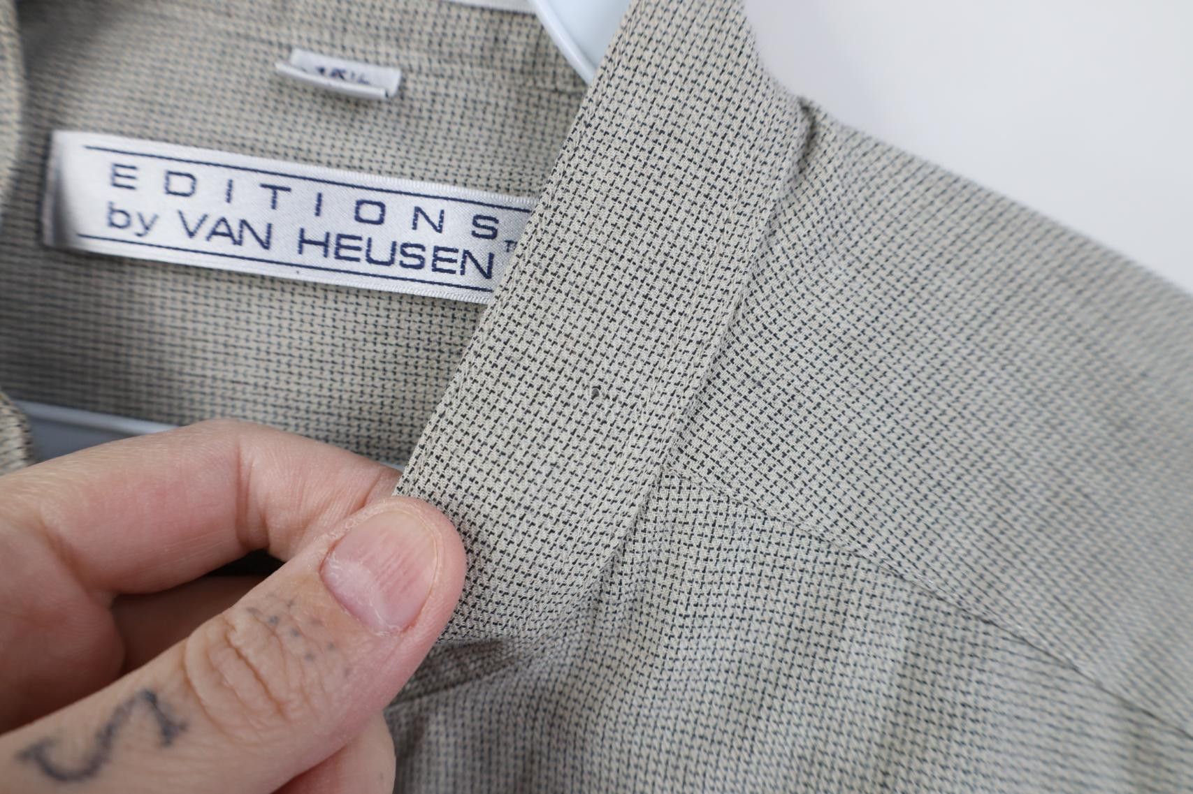 Vintage Vintage 90s Streetwear Band Collar Button Shirt Gray Plaid Size US M / EU 48-50 / 2 - 4 Thumbnail