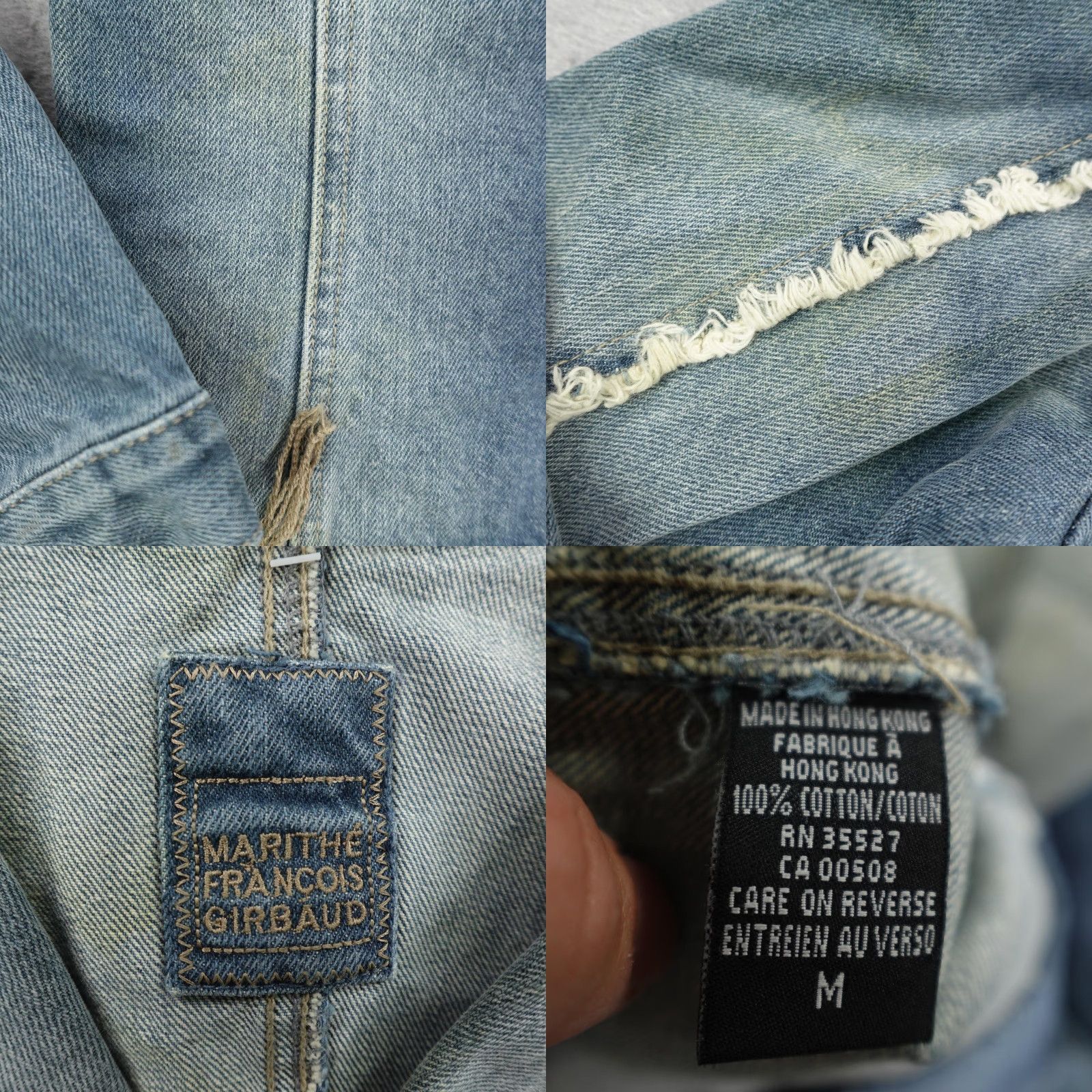 Denime VINTAGE Marithe Francois Girbaud Denim Jacket Blazer Womens Medium Blue 90s Y2K Button Collar Pockets Size M / US 6-8 / IT 42-44 - 8 Thumbnail