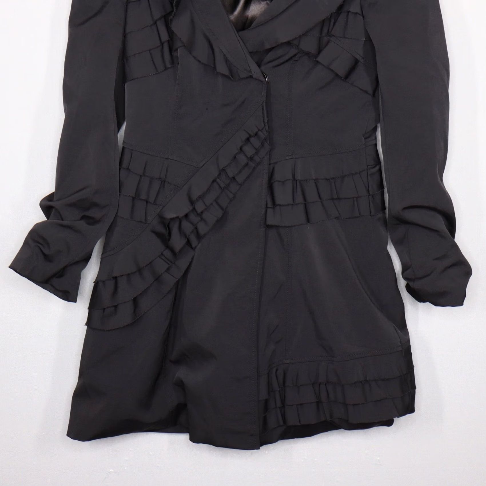Bebe bebe Ruffle Trim Jacket Black Fitted Career Party XS Size XS / US 0-2 / IT 36-38 - 3 Thumbnail
