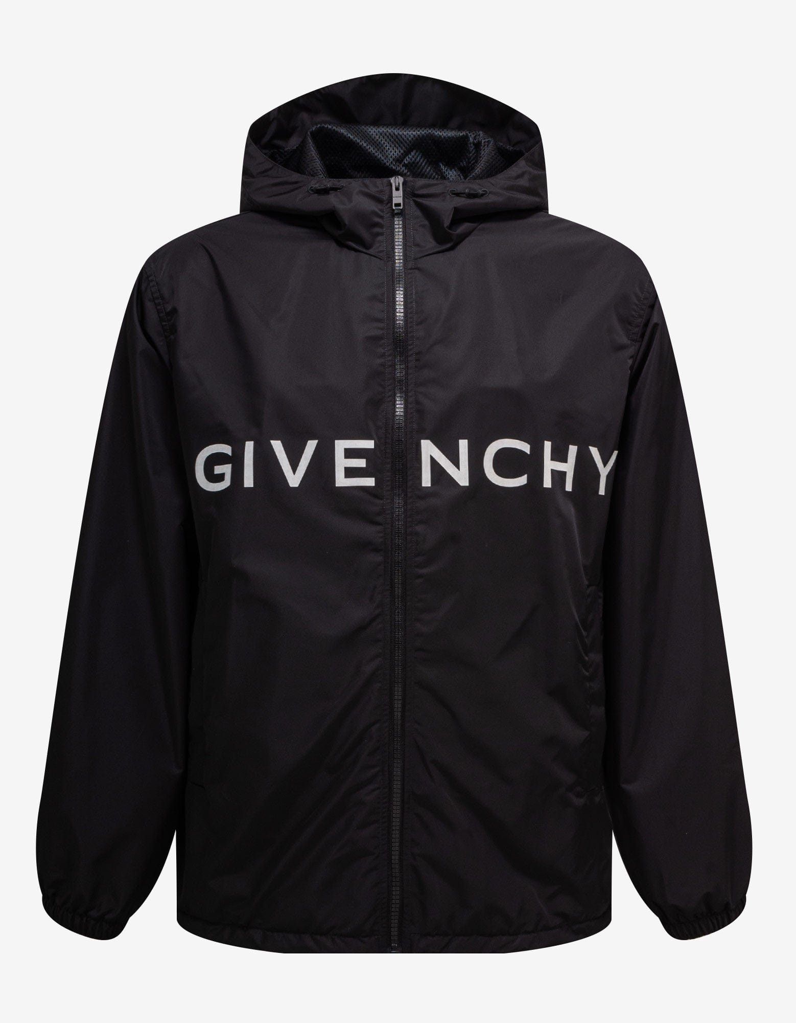 image of Givenchy Black Logo Windbreaker Size 46, Men's