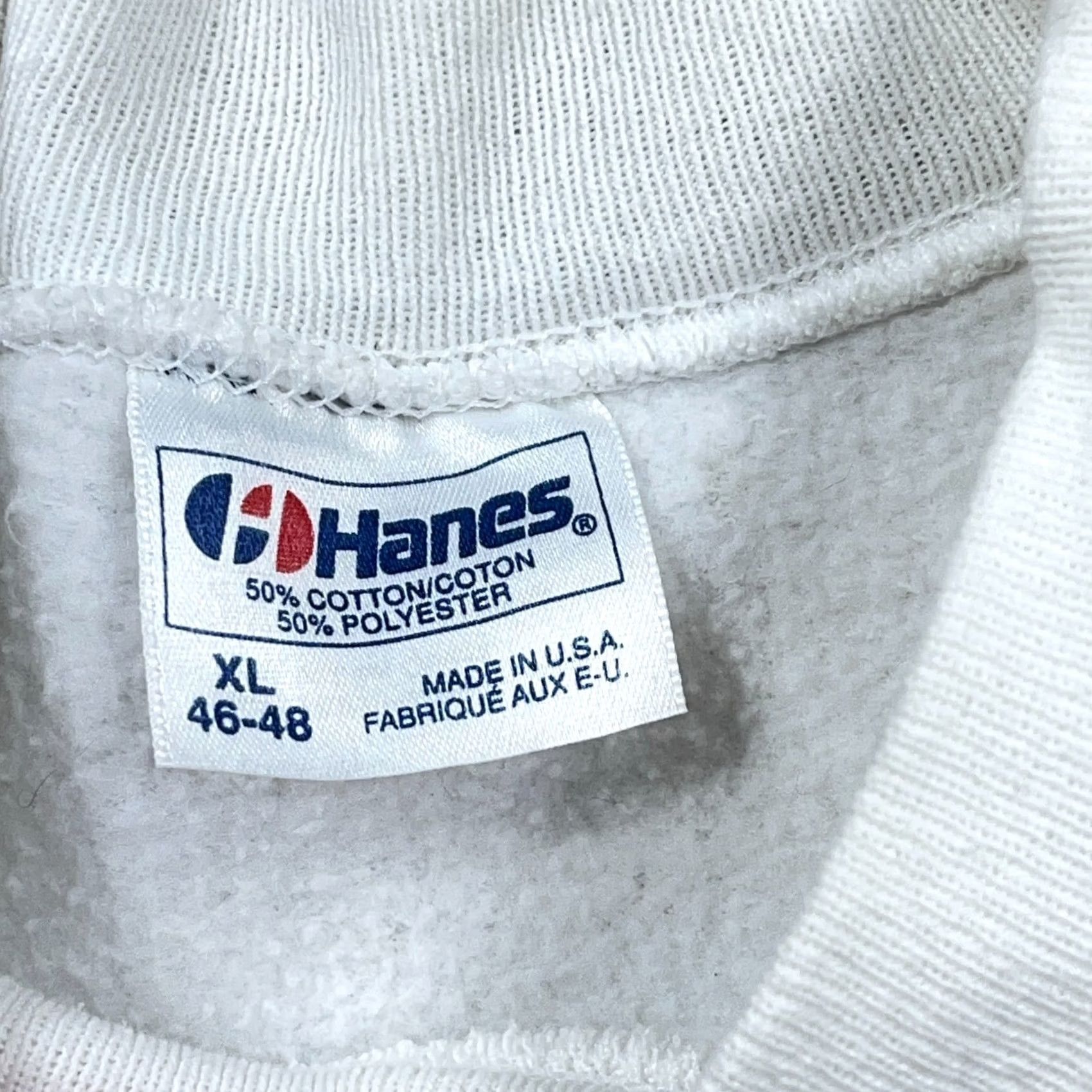 Hanes VINTAGE Hanes Sweatshirt Men XL White 90s Crewneck Pullover Regular Heavyweight Cotton Blend Logo Graphic Print Nature 90s USA Bengals Tiger Mens Size US XL / EU 56 / 4 - 2 Thumbnail