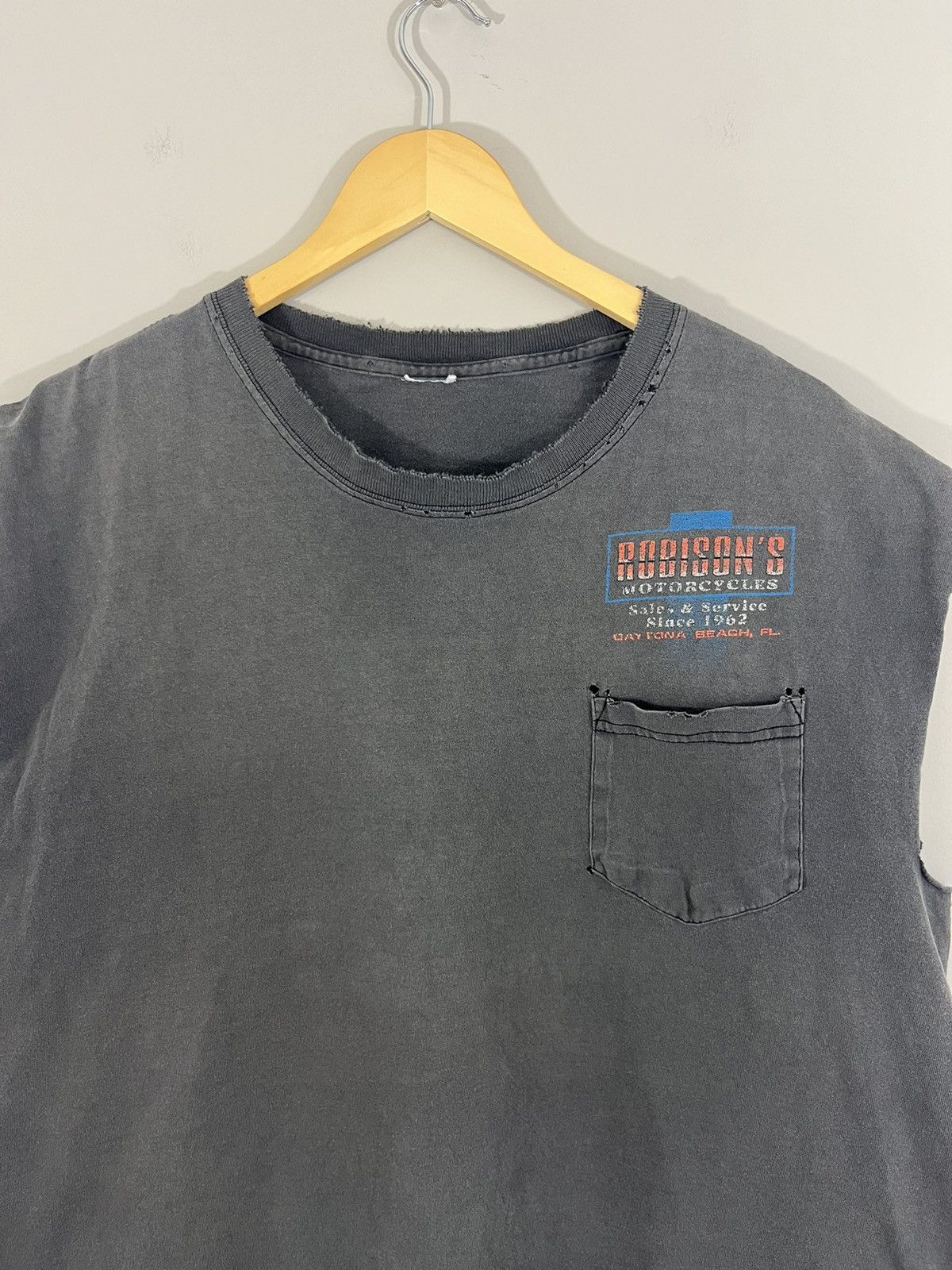 Vintage Sun Faded Motorcycle Repair Shop Thrashed Cut Off Size US L / EU 52-54 / 3 - 3 Thumbnail