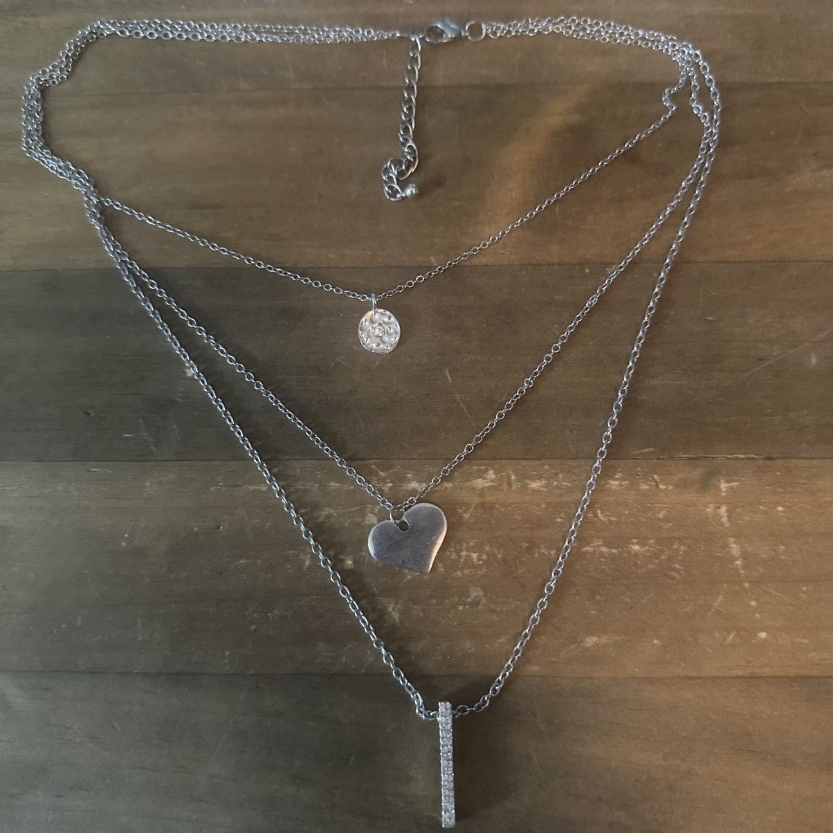 Other Silver tone triple strand layered pendant necklace Size ONE SIZE - 2 Thumbnail