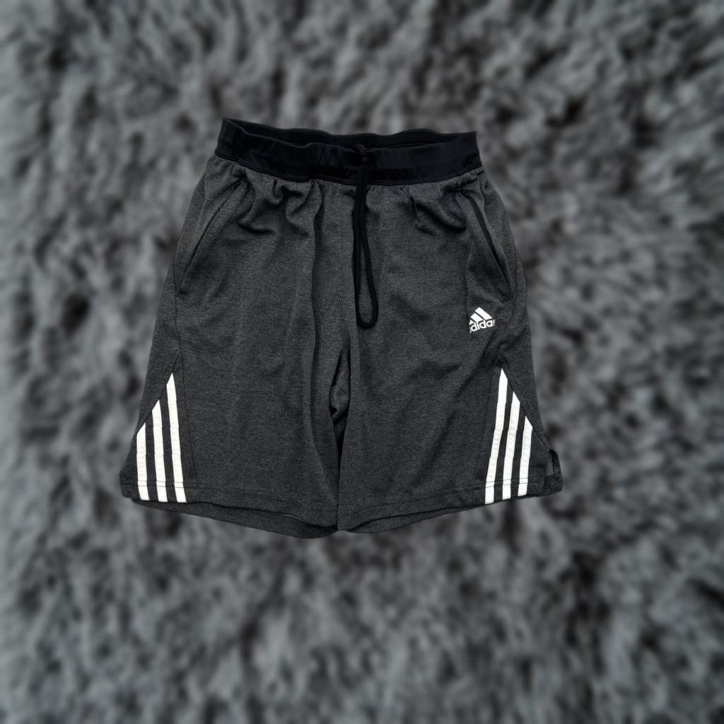 Adidas Adidas Shorts Men Medium Athletic Lightweight Pockets Drawstring Gray Three Stripes Size US 31 - 1 Thumbnail