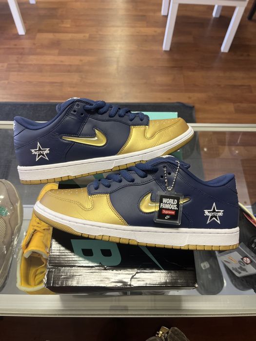 sb dunk low supreme jewel swoosh silver