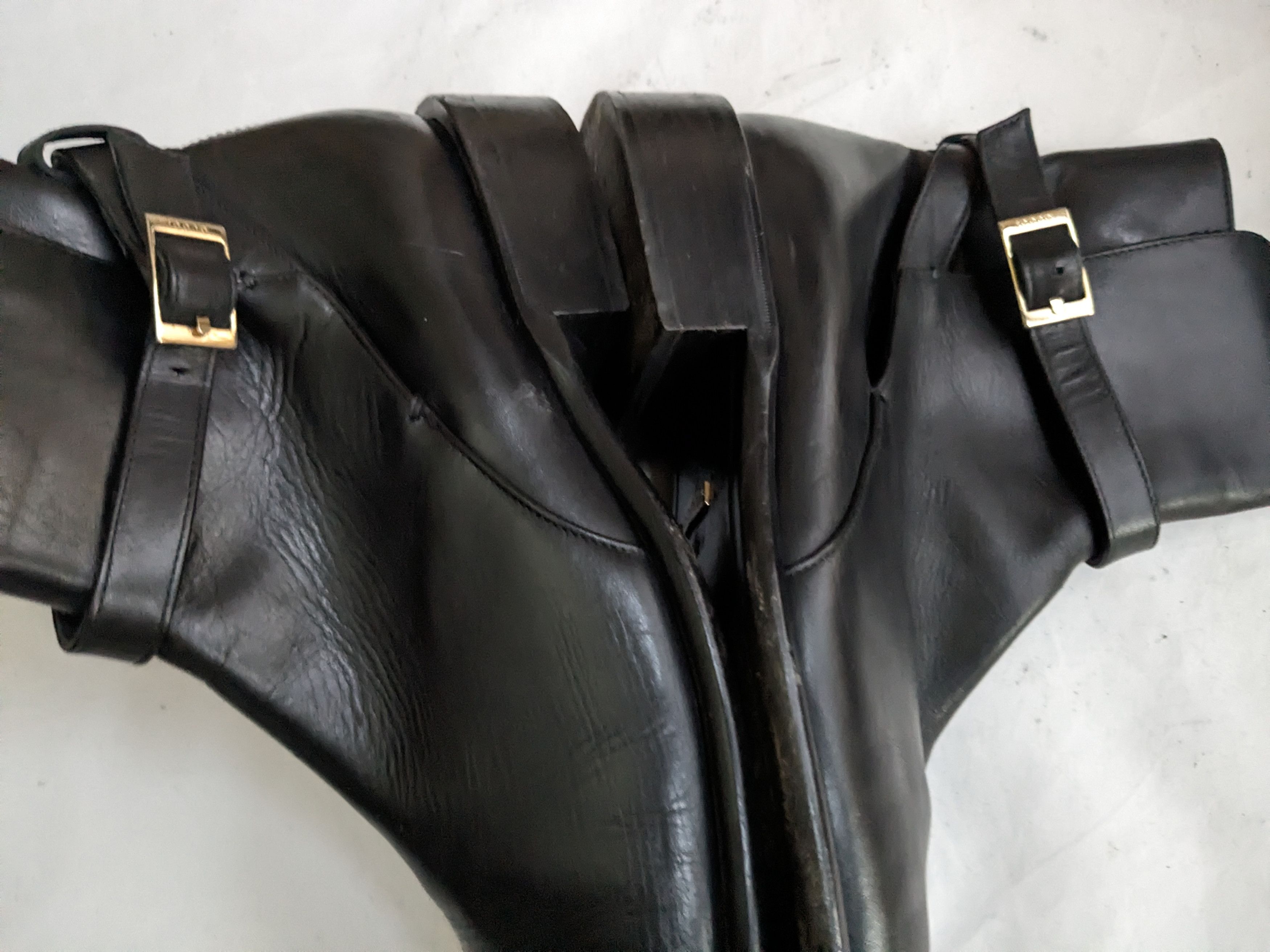 Gucci Jodhpur Boots Black 12 Leather Buckle