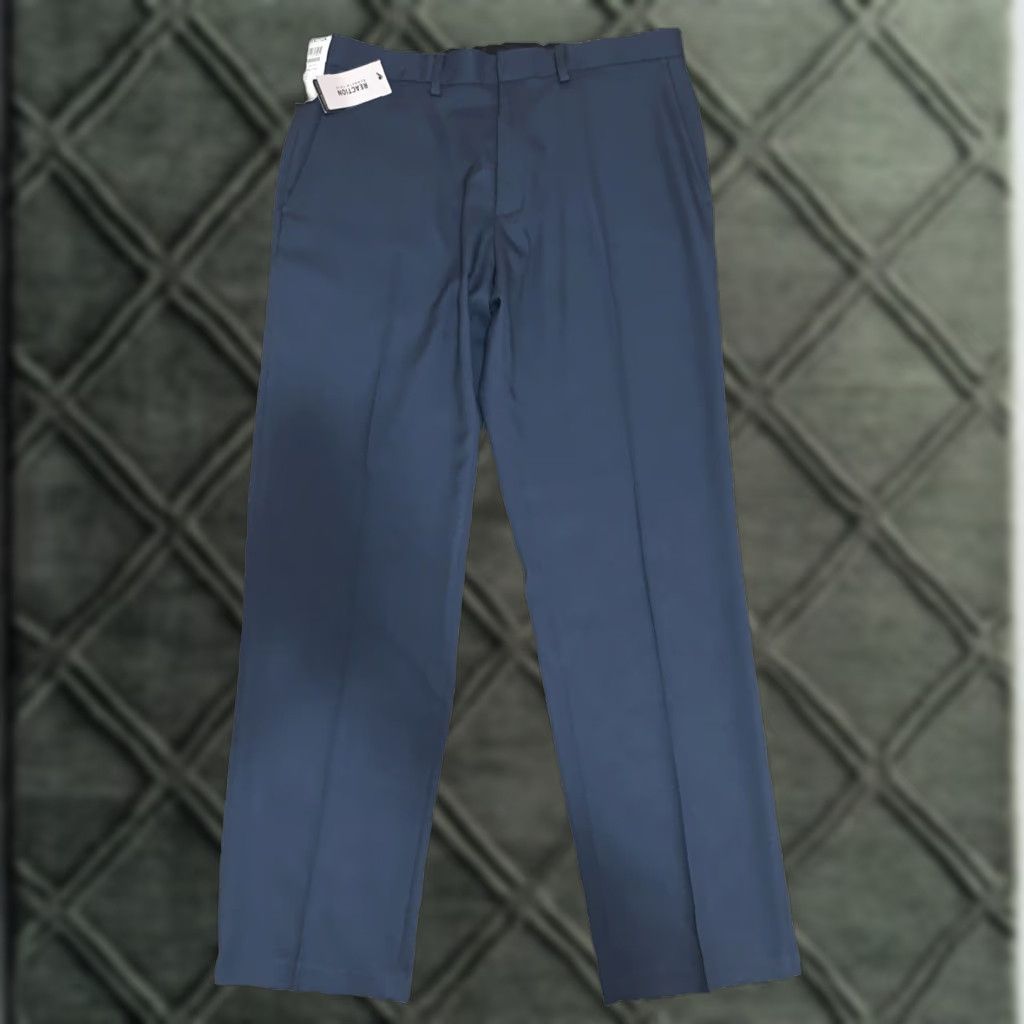 Kenneth Cole NWT Kenneth Cole Reaction Dress Pants Navy Modern Fit 36x32 Straight Pants Men Belt Loops Flat Front Elastic Waist Stretch Blue 695 NEW Size US 36 / EU 52 - 1 Thumbnail