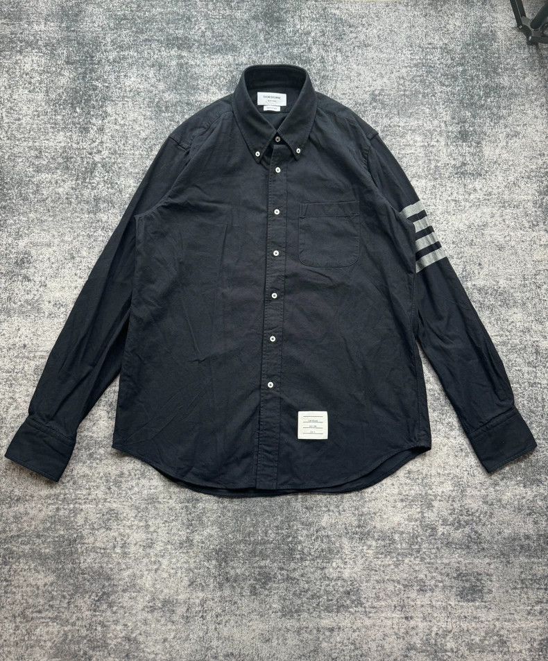 Thom Browne thom browneTB dark blue sleeve mark shirt 2503-Nextarrow Size US XL / EU 56 / 4 - 1 Thumbnail