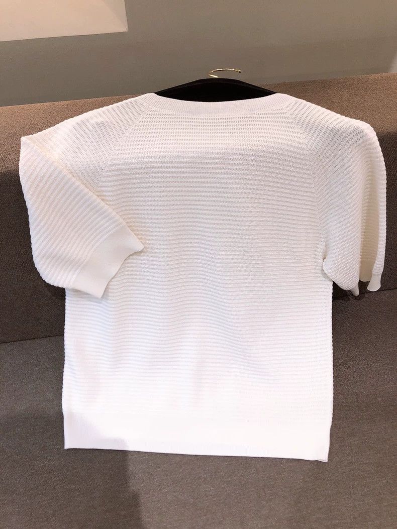 Loro Piana LORO PIANA White silk knitted short sleeve half sleeve T-s Size M / US 6-8 / IT 42-44 - 2 Thumbnail