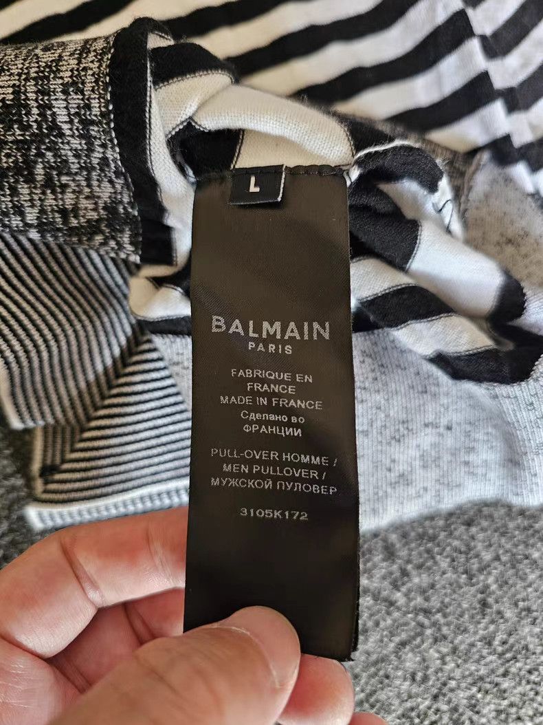 Balmain Balmain Black & White Striped Sweater Size US L / EU 52-54 / 3 - 4 Thumbnail