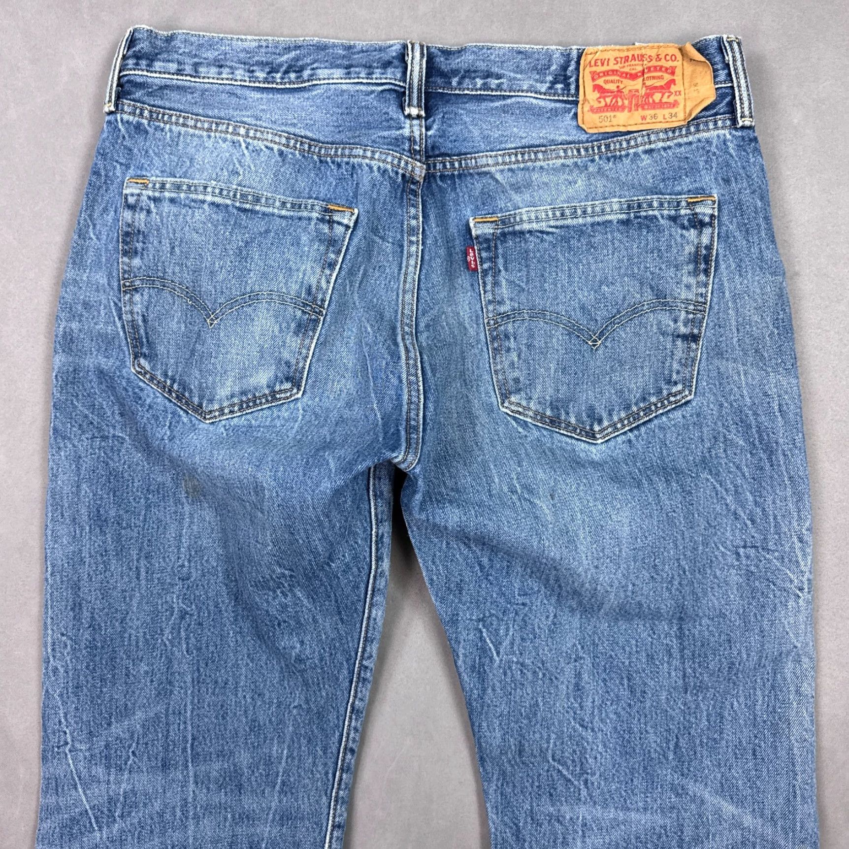 Levi's Levi's 501 Jeans Mens 36x34 Blue Button Fly Denim Pants Straight Classic" Size US 36 / EU 52 - 5 Thumbnail